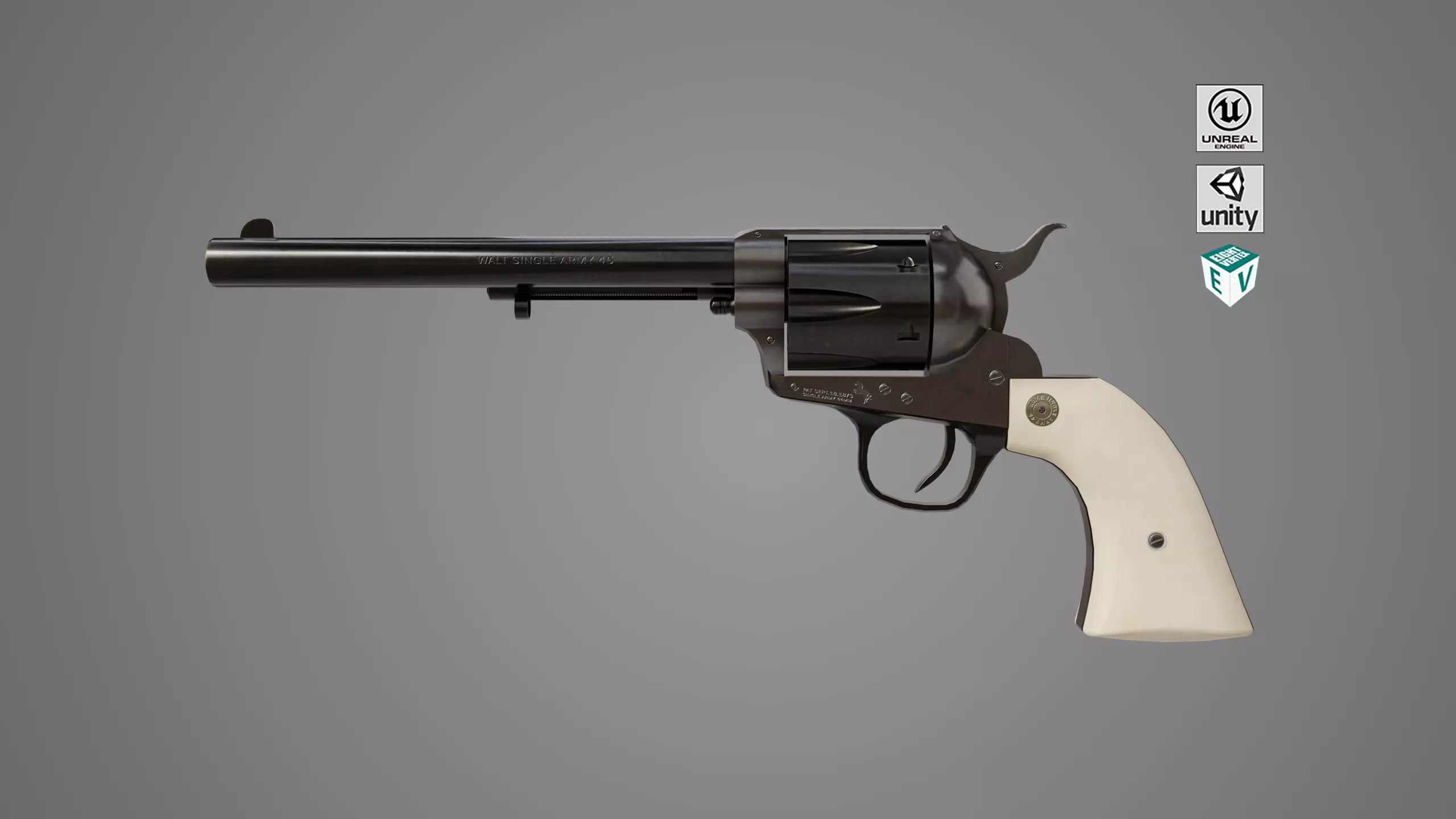 Revolver 03 Model Colt Black All PBR Unity UE Textures Low-poly 3D model_0