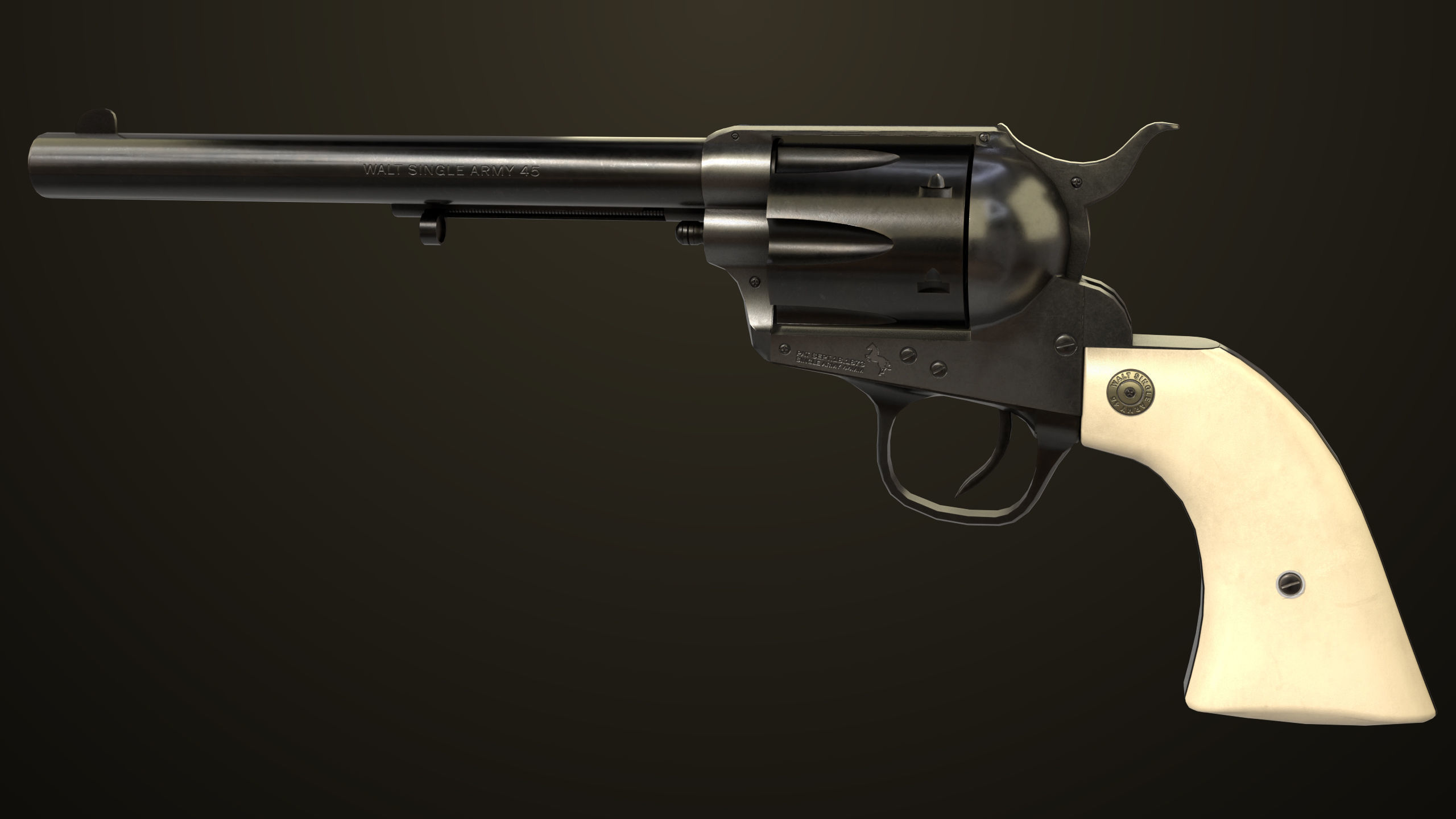 Revolver 03 Model Colt Black All PBR Unity UE Textures Low-poly 3D model_8