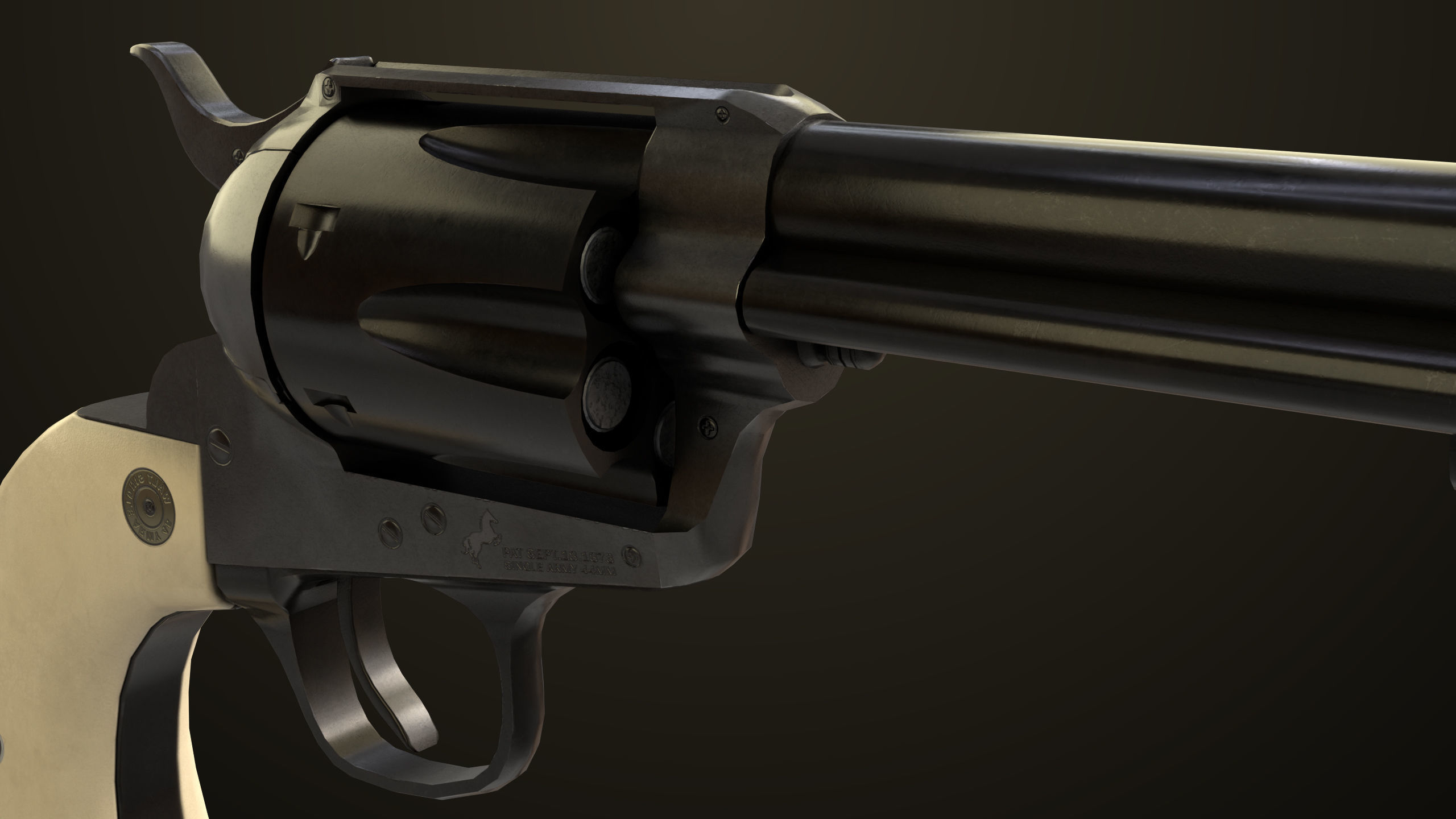 Revolver 03 Model Colt Black All PBR Unity UE Textures Low-poly 3D model_12
