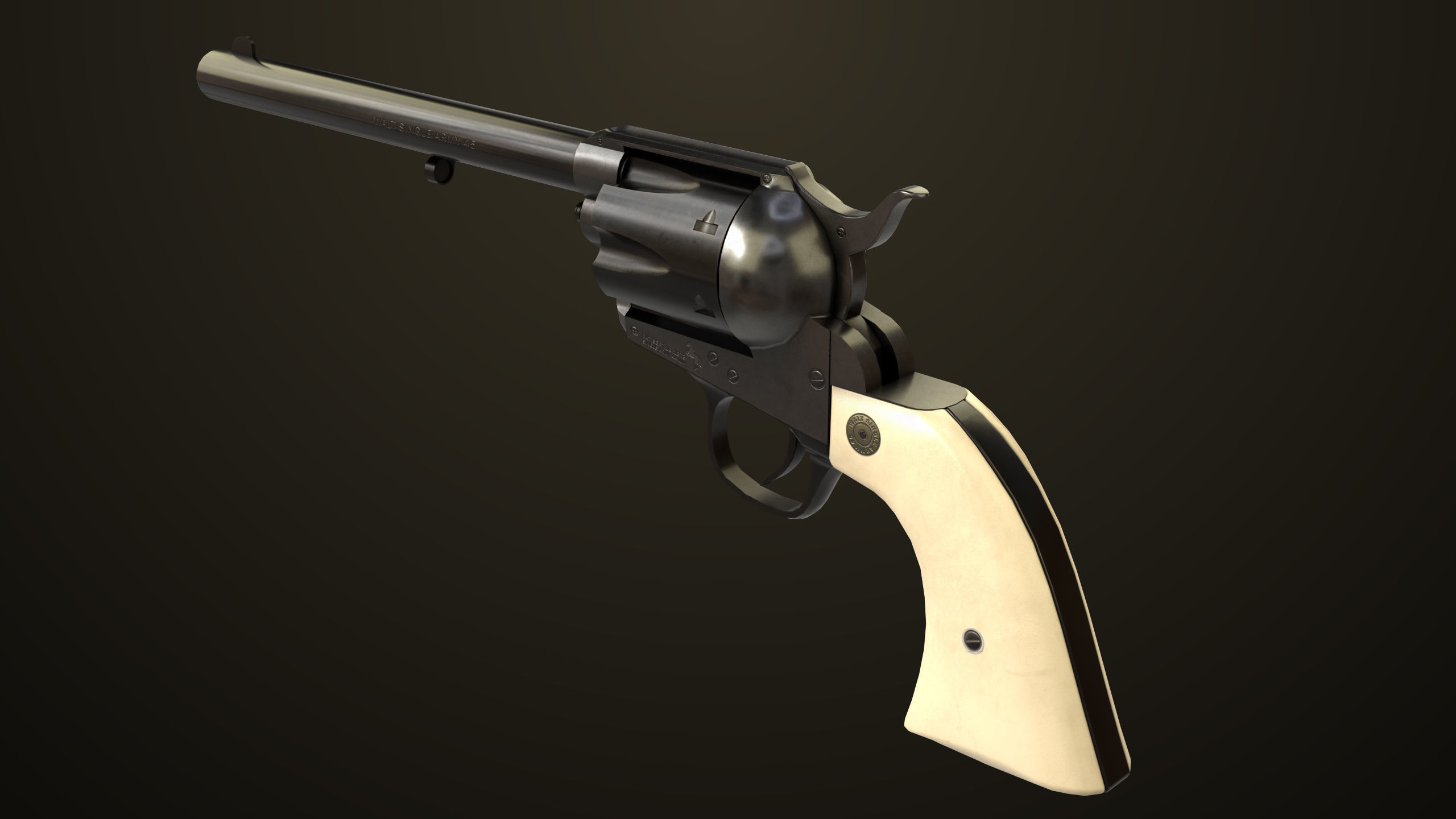 Revolver 03 Model Colt Black All PBR Unity UE Textures Low-poly 3D model_13