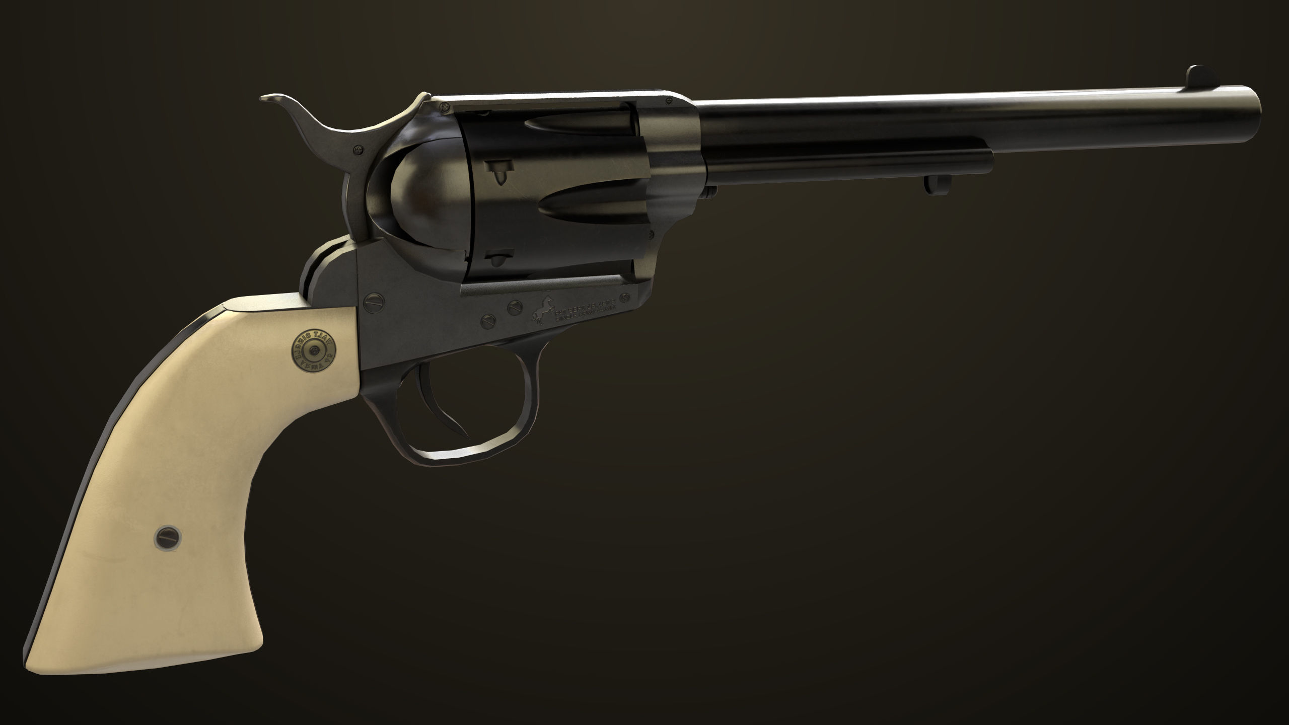 Revolver 03 Model Colt Black All PBR Unity UE Textures Low-poly 3D model_11