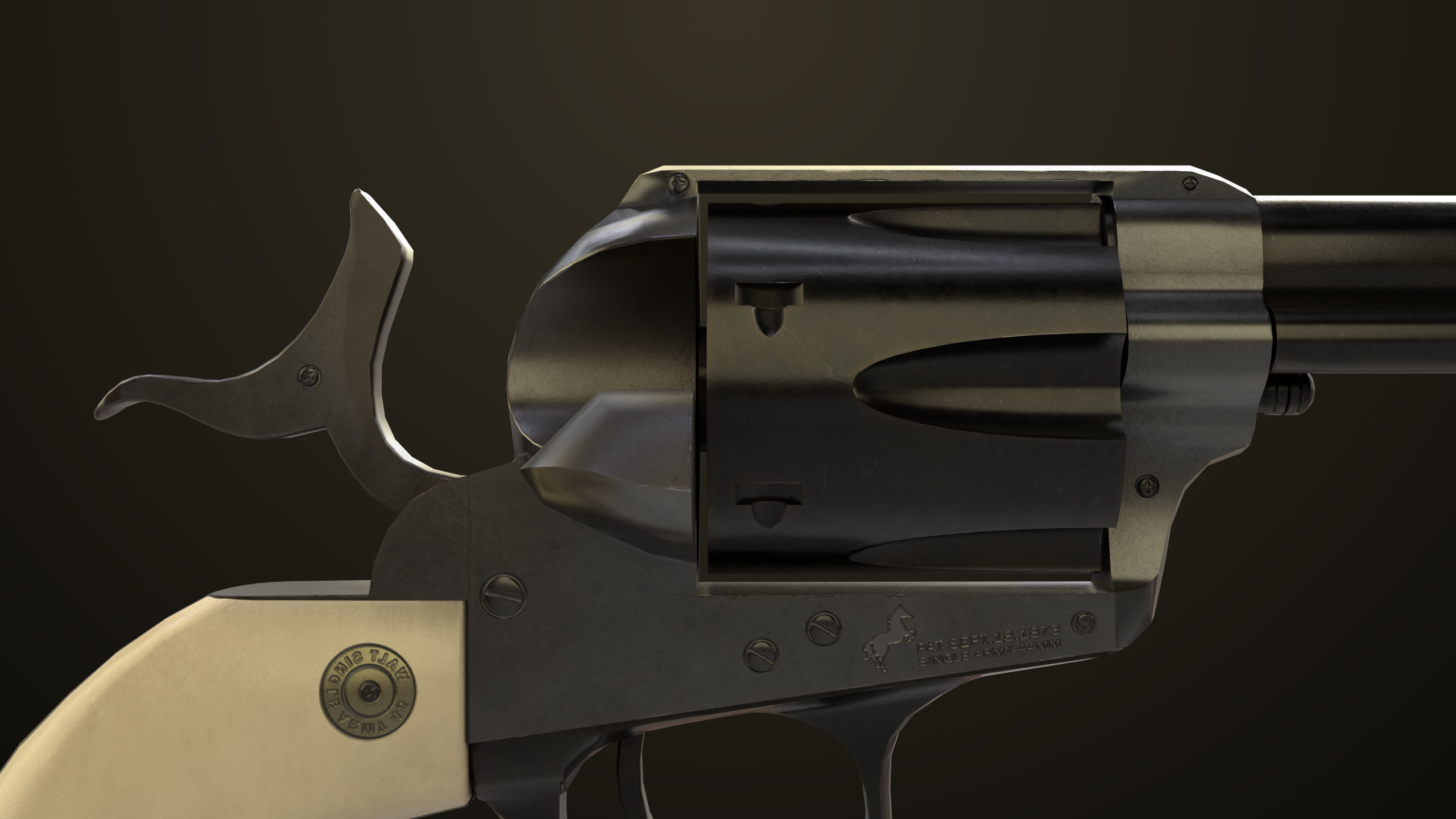 Revolver 03 Model Colt Black All PBR Unity UE Textures Low-poly 3D model_19