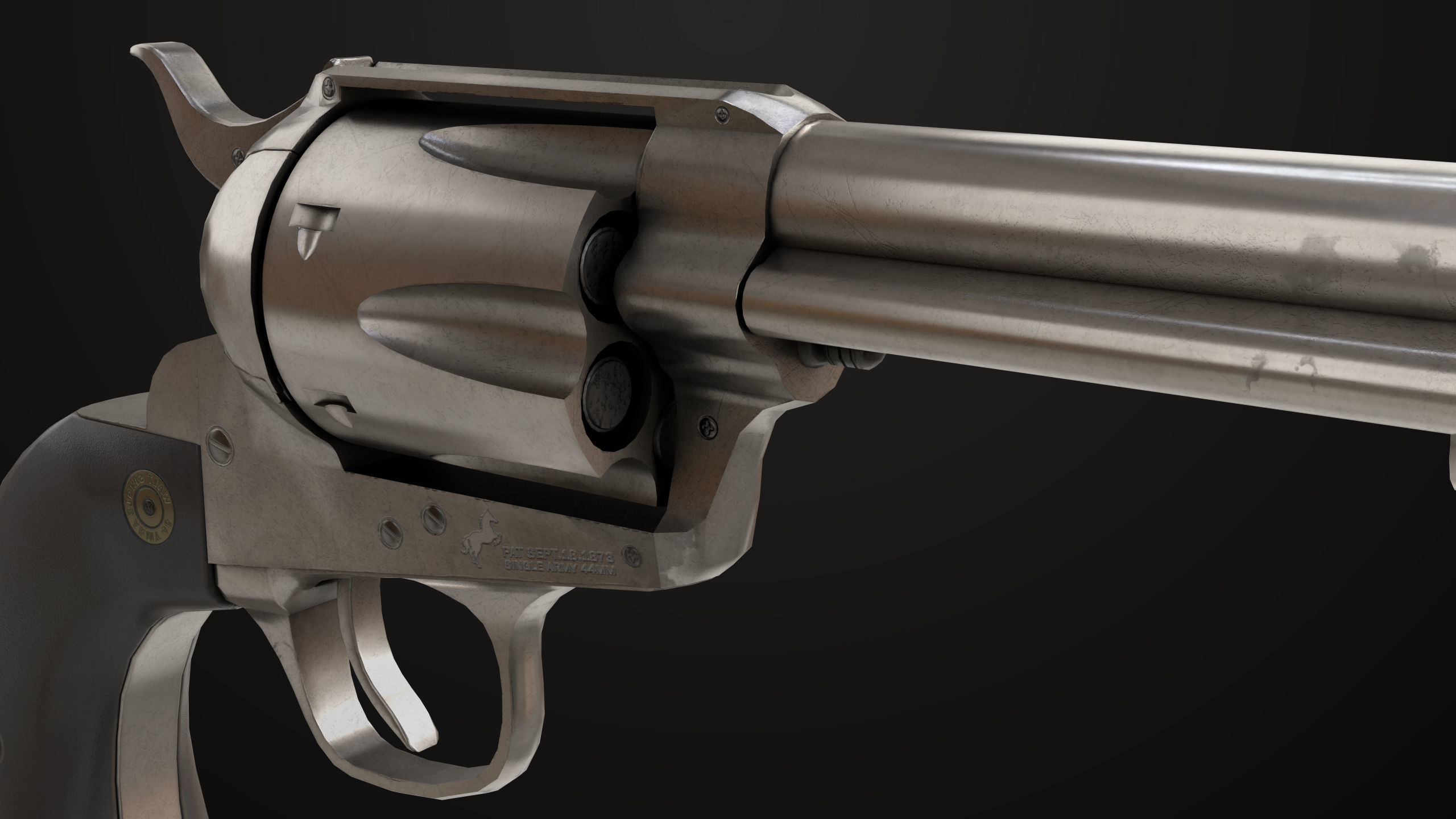 Revolver 03 Model Colt Silver All PBR Unity UE Textures Low-poly 3D model_11
