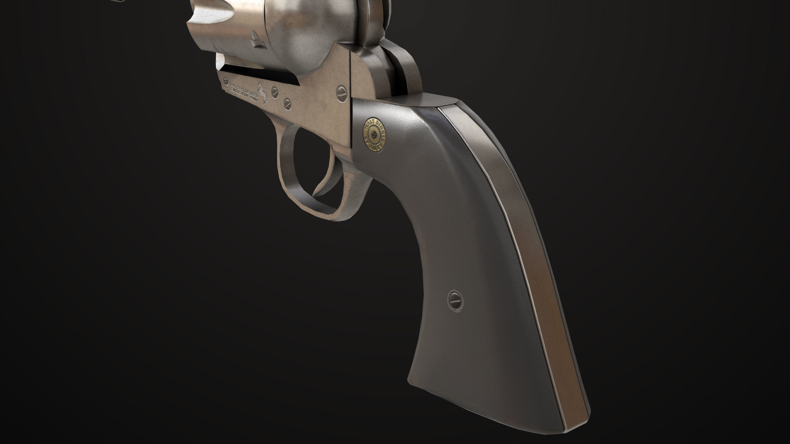 Revolver 03 Model Colt Silver All PBR Unity UE Textures Low-poly 3D model_13