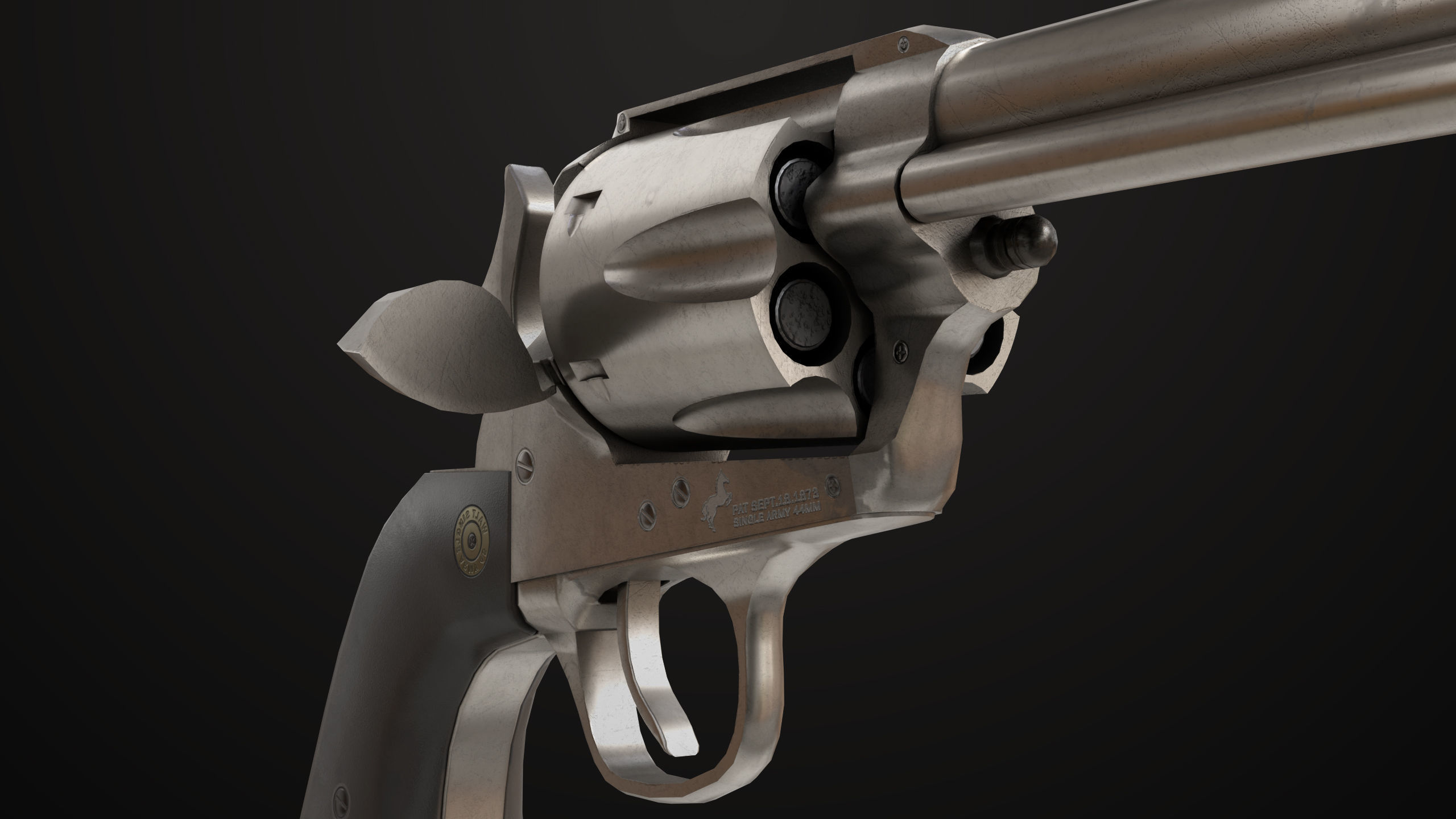 Revolver 03 Model Colt Silver All PBR Unity UE Textures Low-poly 3D model_17