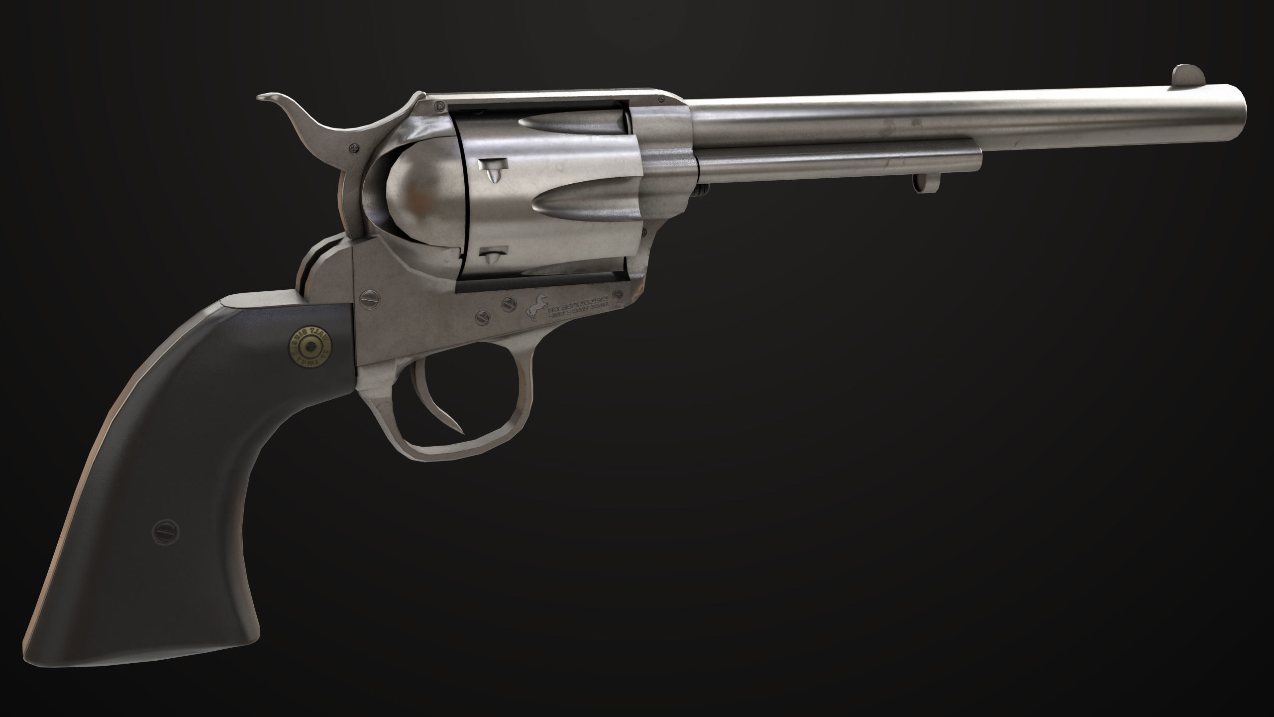 Revolver 03 Model Colt Silver All PBR Unity UE Textures Low-poly 3D model_14