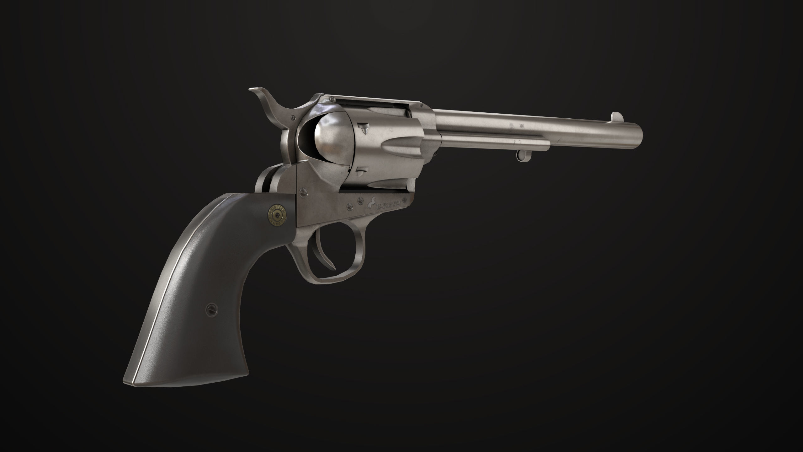 Revolver 03 Model Colt Silver All PBR Unity UE Textures Low-poly 3D model_9