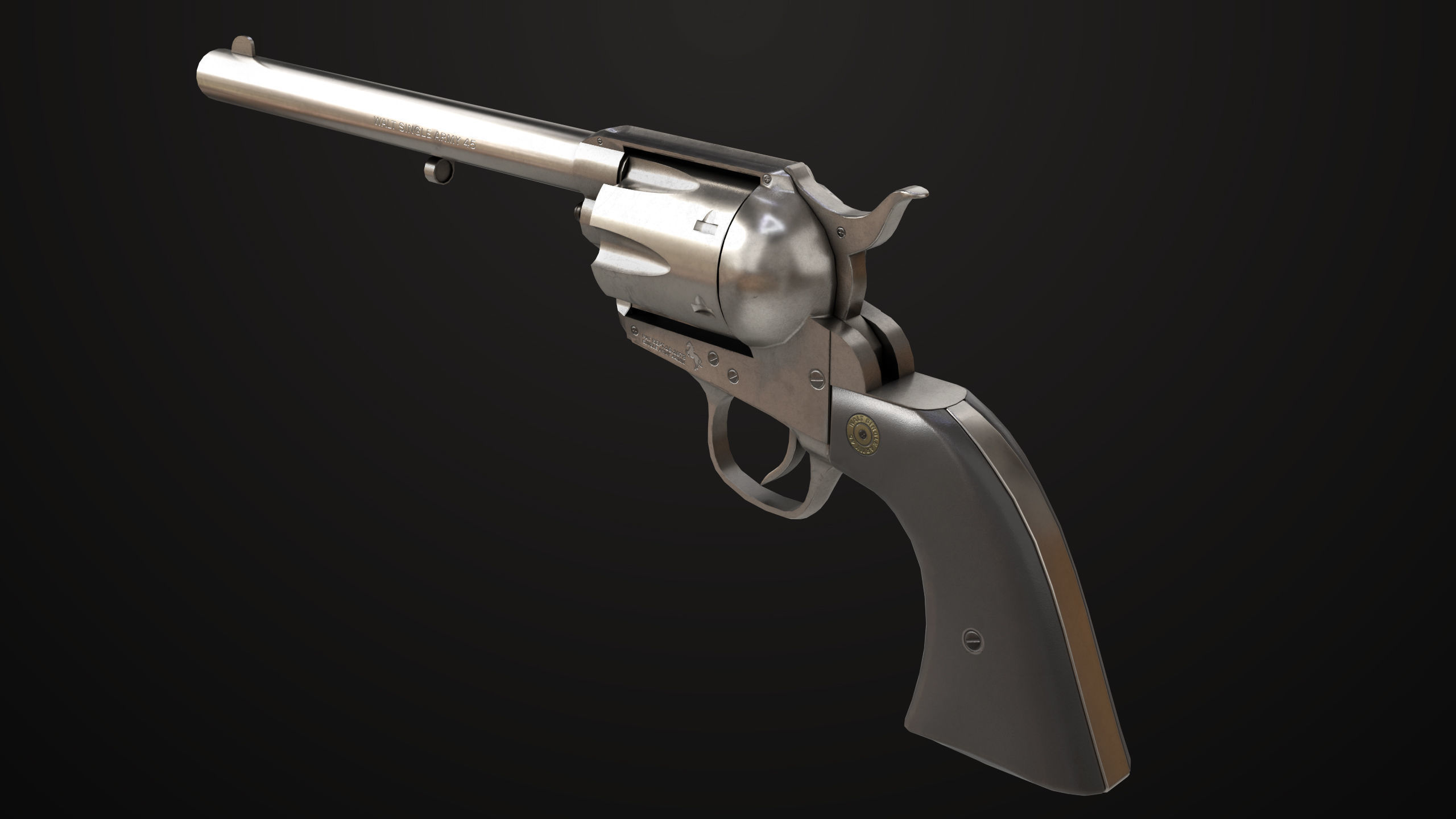 Revolver 03 Model Colt Silver All PBR Unity UE Textures Low-poly 3D model_15