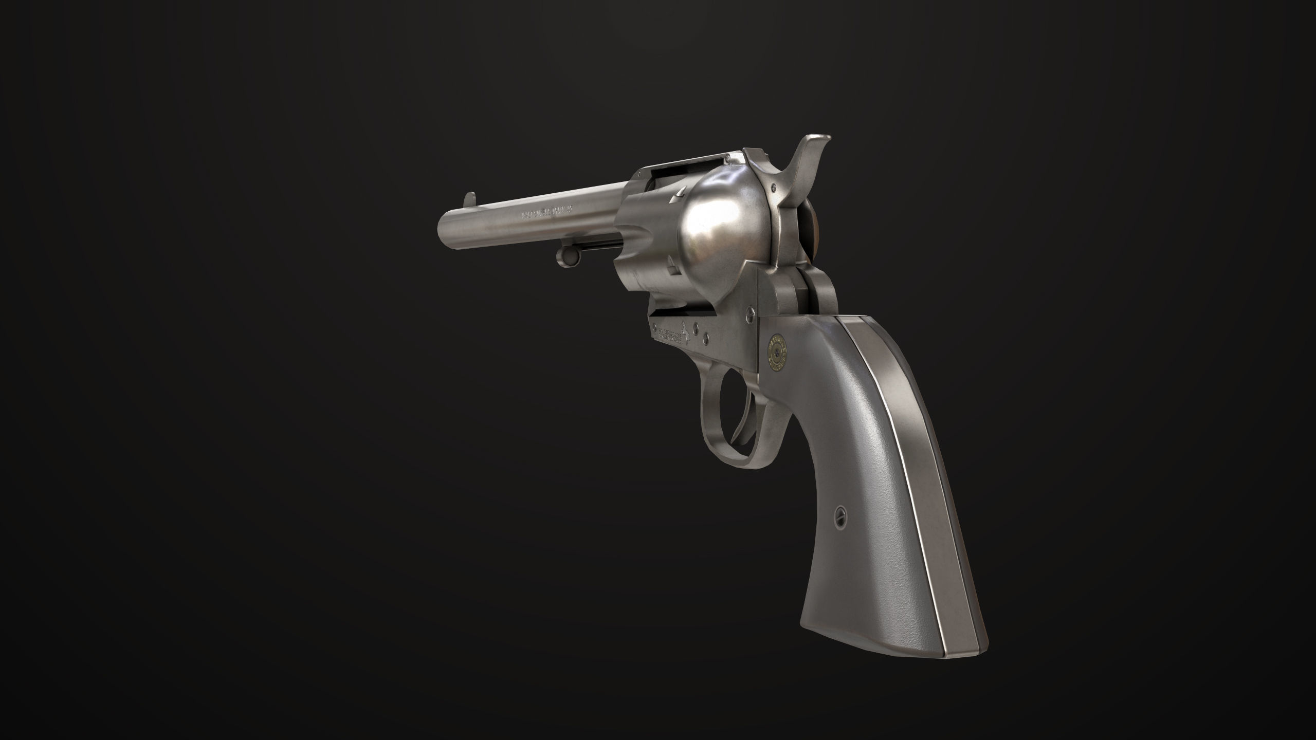 Revolver 03 Model Colt Silver All PBR Unity UE Textures Low-poly 3D model_12