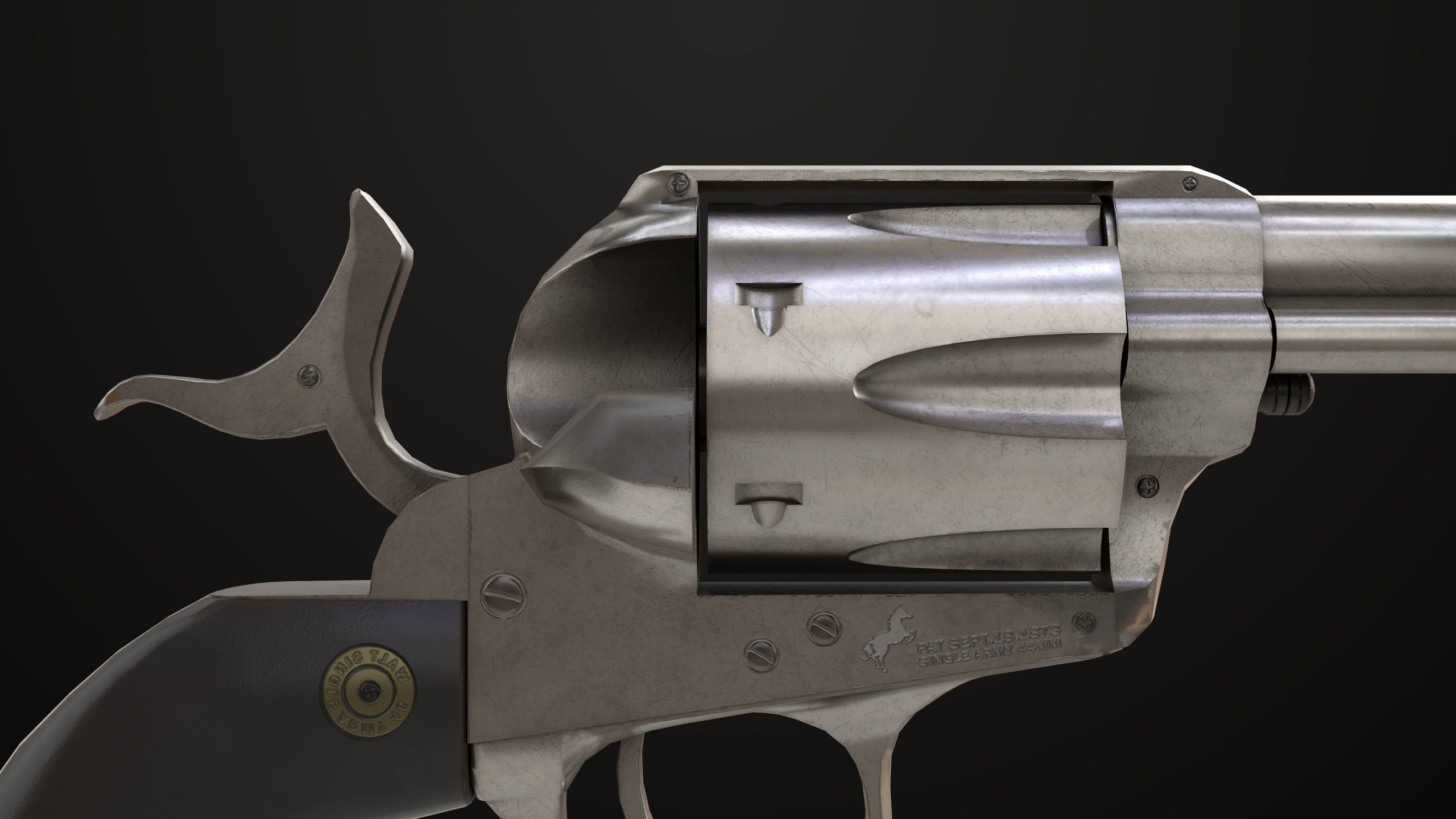 Revolver 03 Model Colt Silver All PBR Unity UE Textures Low-poly 3D model_5