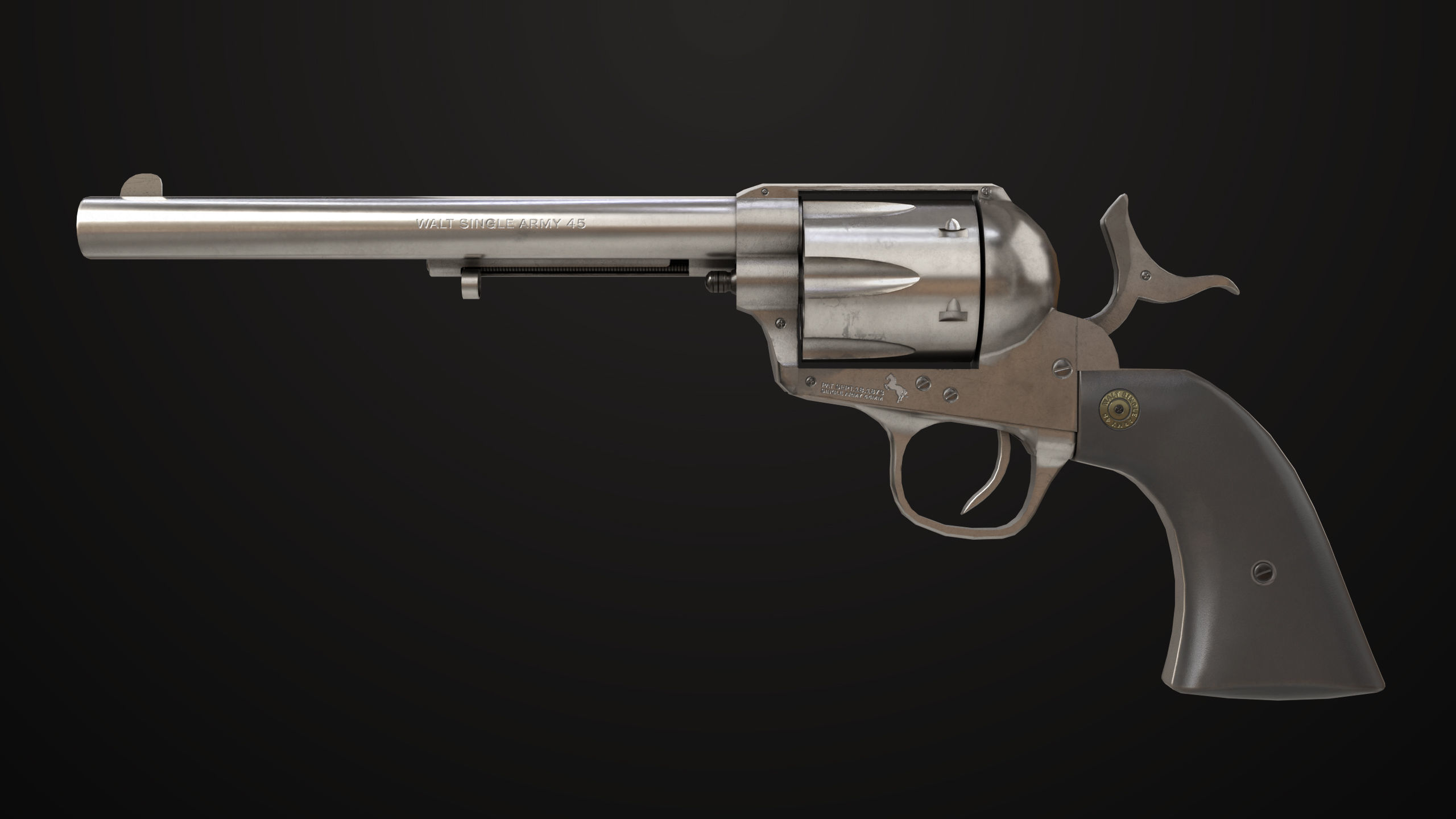 Revolver 03 Model Colt Silver All PBR Unity UE Textures Low-poly 3D model_4