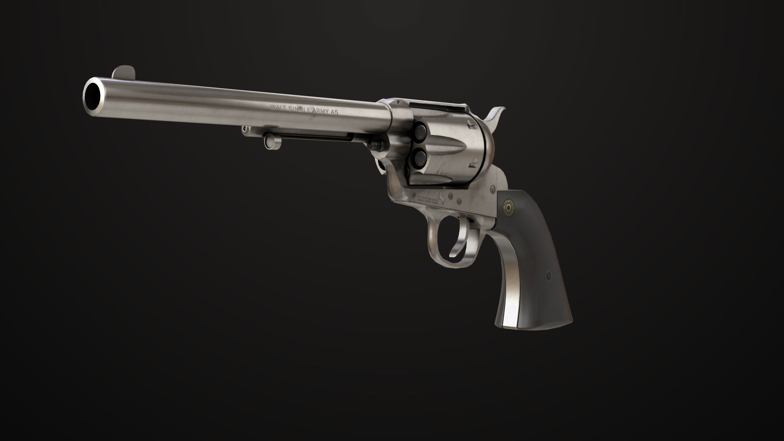 Revolver 03 Model Colt Silver All PBR Unity UE Textures Low-poly 3D model_2