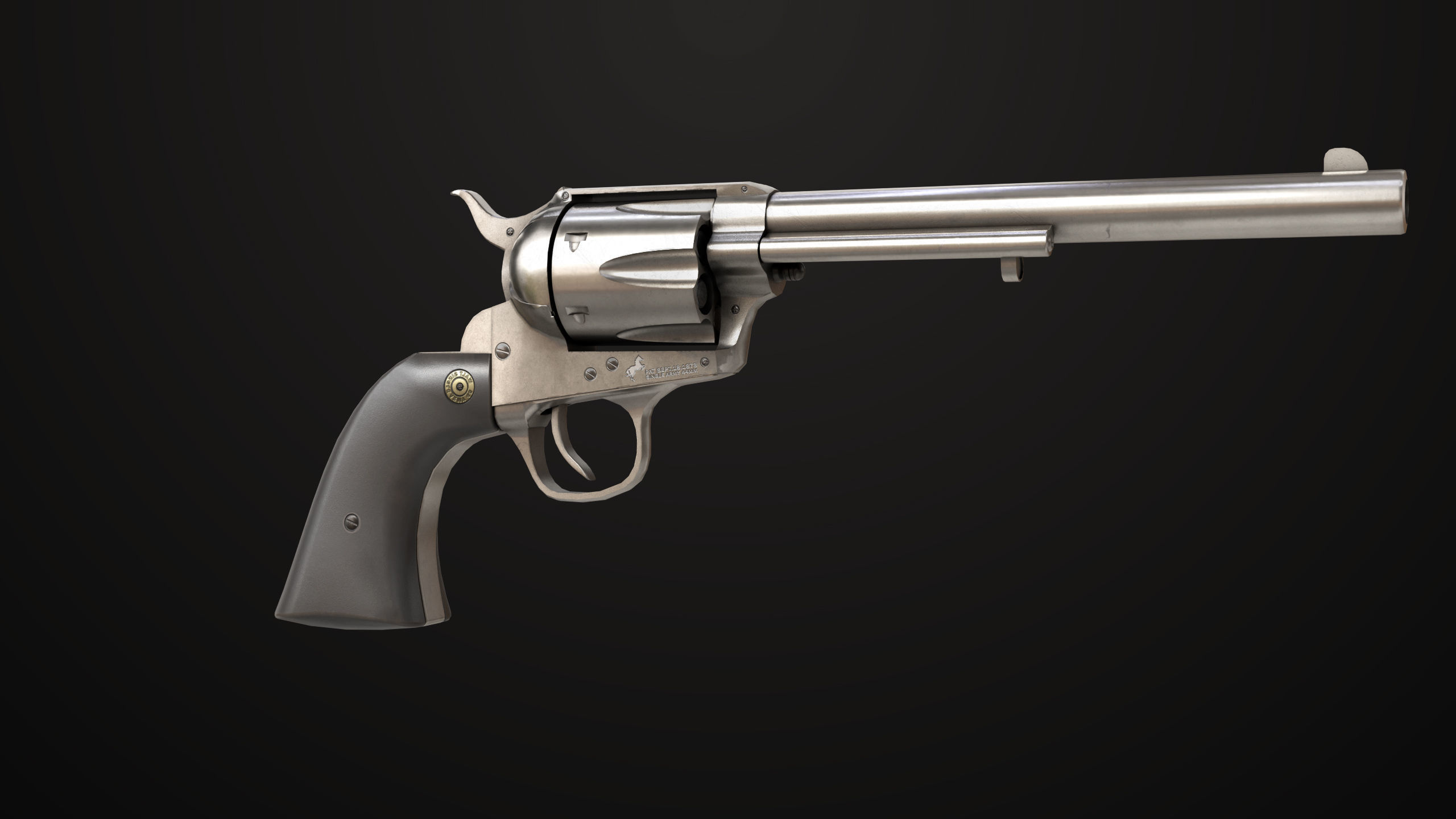 Revolver 03 Model Colt Silver All PBR Unity UE Textures Low-poly 3D model_8