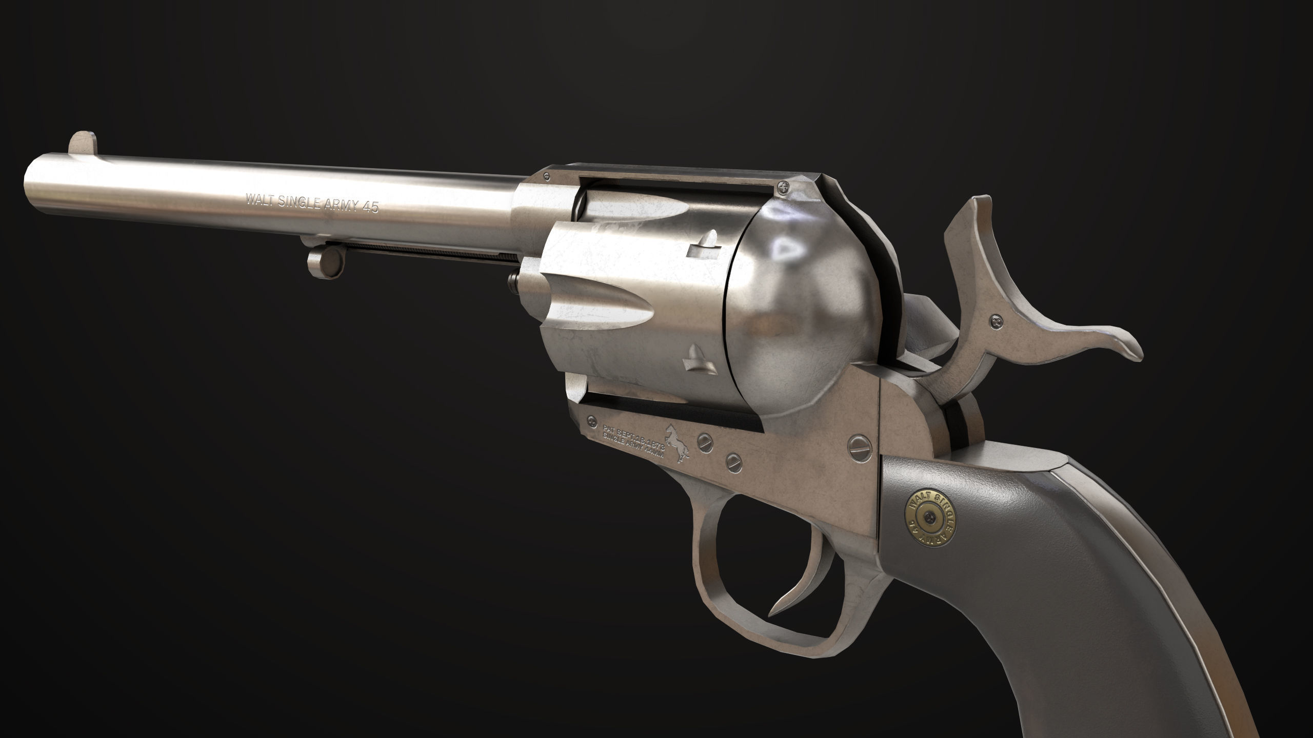 Revolver 03 Model Colt Silver All PBR Unity UE Textures Low-poly 3D model_3