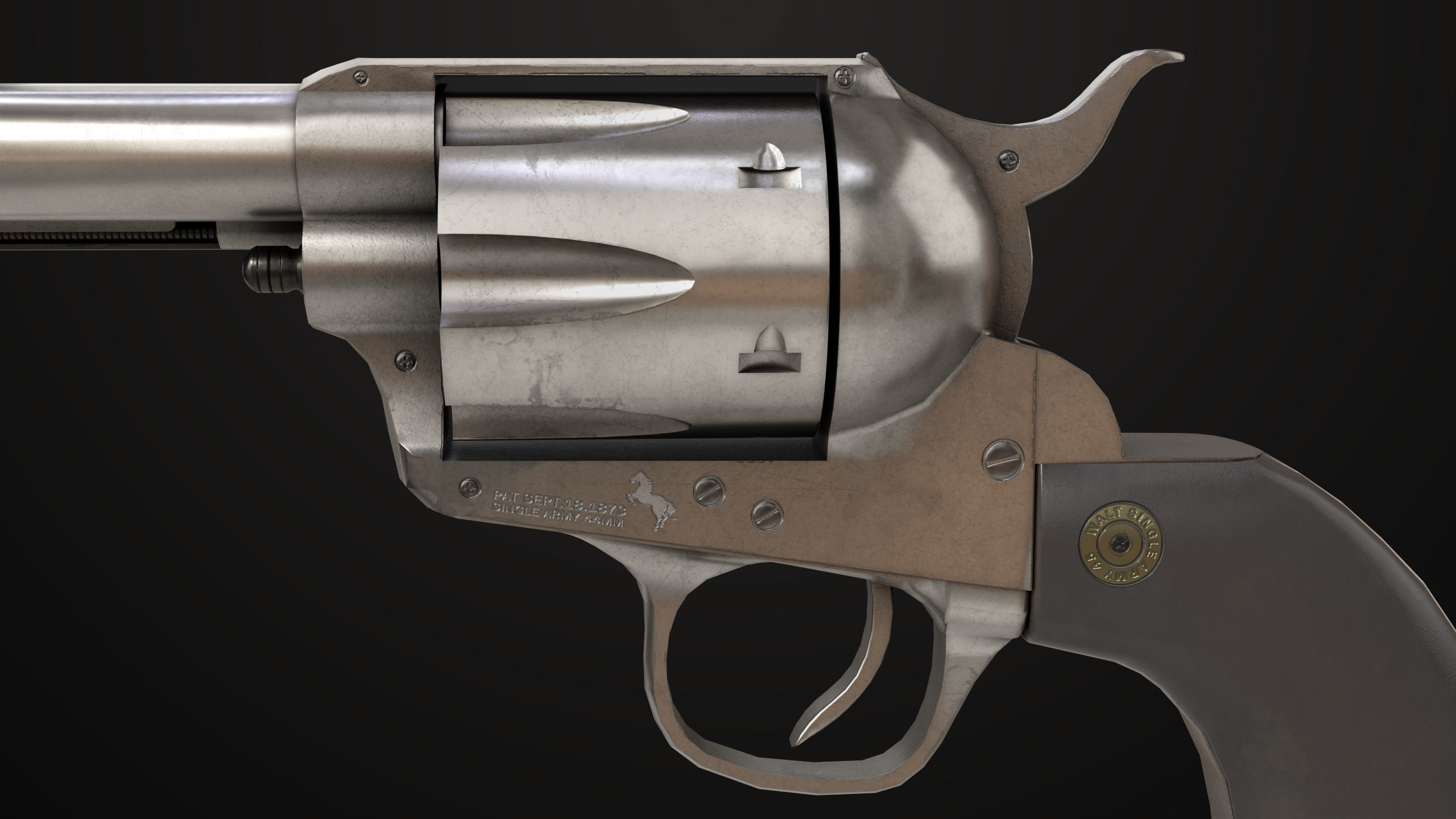 Revolver 03 Model Colt Silver All PBR Unity UE Textures Low-poly 3D model_6