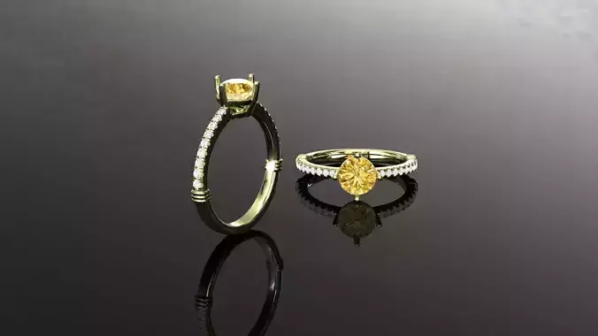 Modern Engagement Ring 1ct with Accents Stone