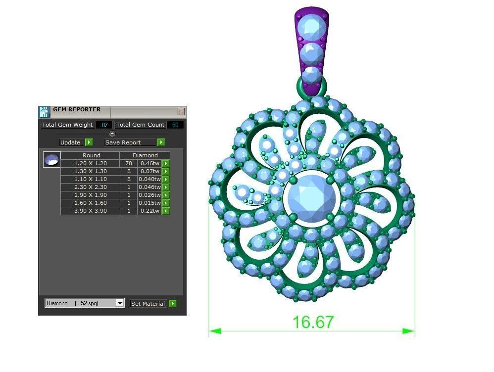 Jewelry Diamonds Pandants 3D print model_3