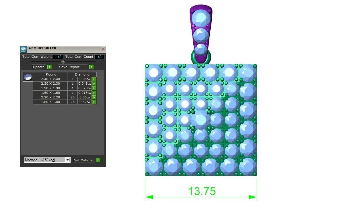 Jewelry Diamonds Pandants  3D print model_3