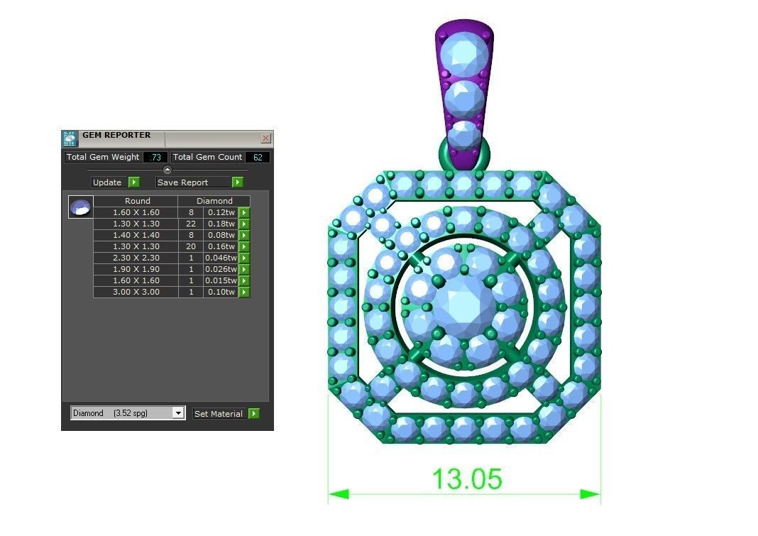 Jewelry Diamonds Pandants 3D print model_3