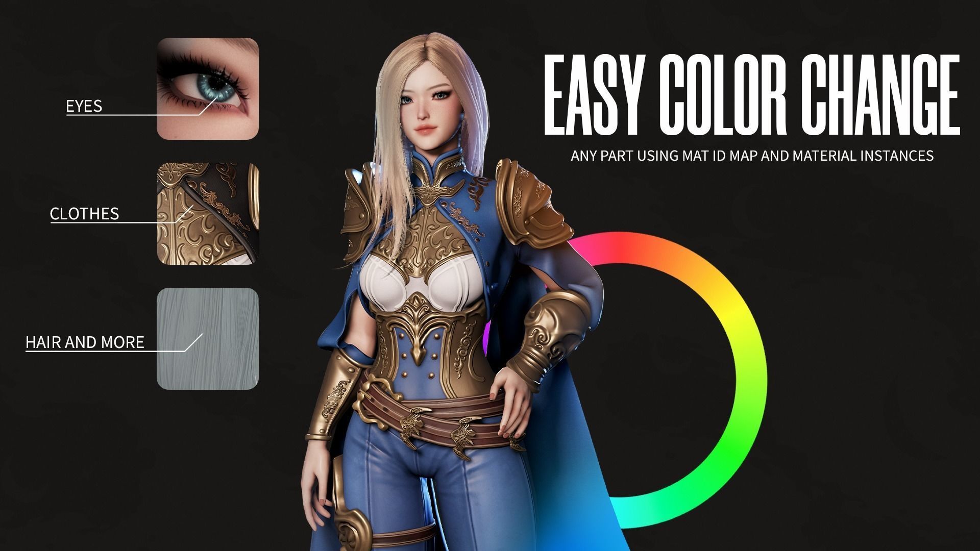 Dark Knight Girl Calista - Game Ready Low-poly 3D model_5