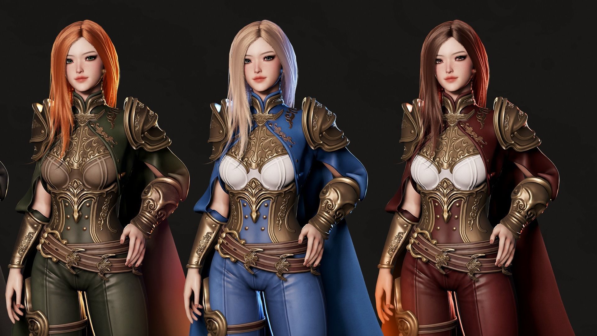 Dark Knight Girl Calista - Game Ready Low-poly 3D model_6