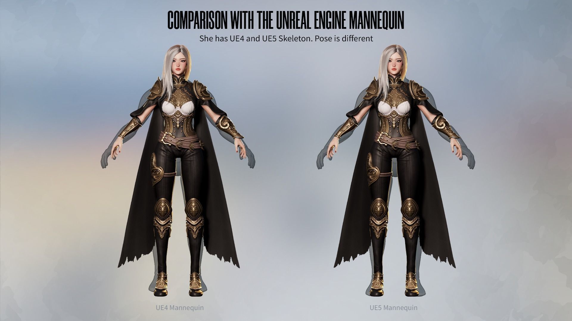 Dark Knight Girl Calista - Game Ready Low-poly 3D model_14