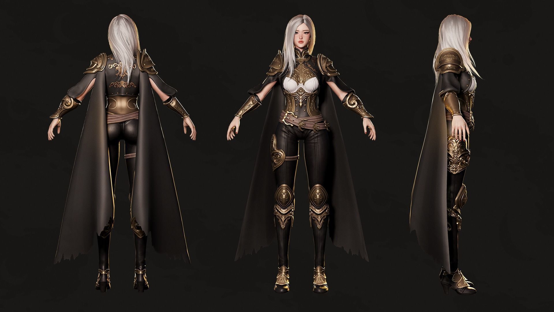 Dark Knight Girl Calista - Game Ready Low-poly 3D model_24