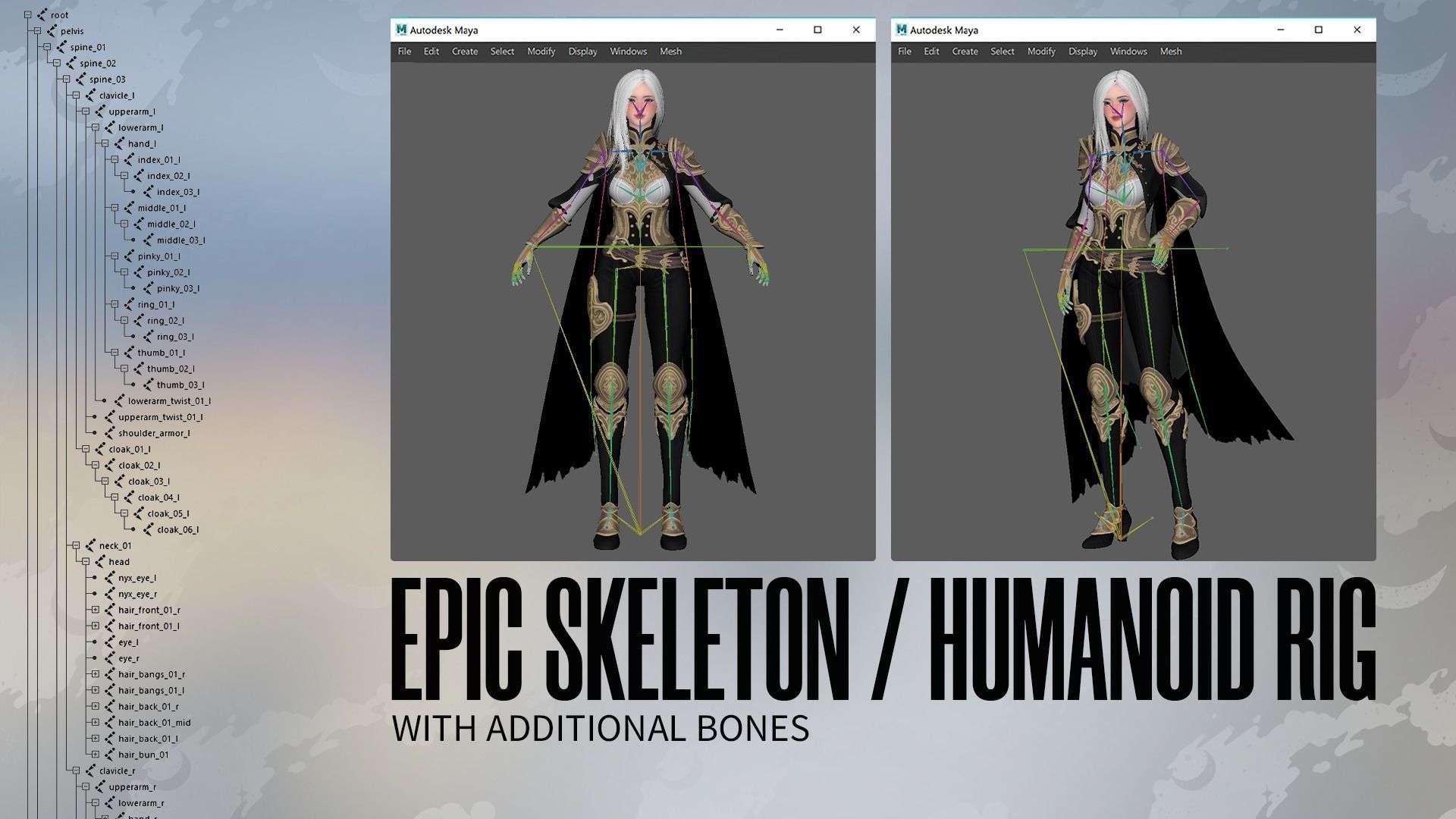 Dark Knight Girl Calista - Game Ready Low-poly 3D model_13