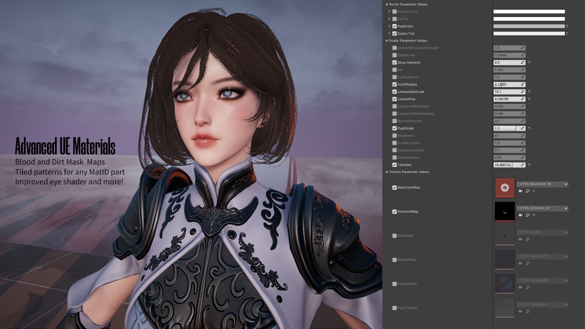 Dark Knight Girl Calista - Game Ready Low-poly 3D model_15