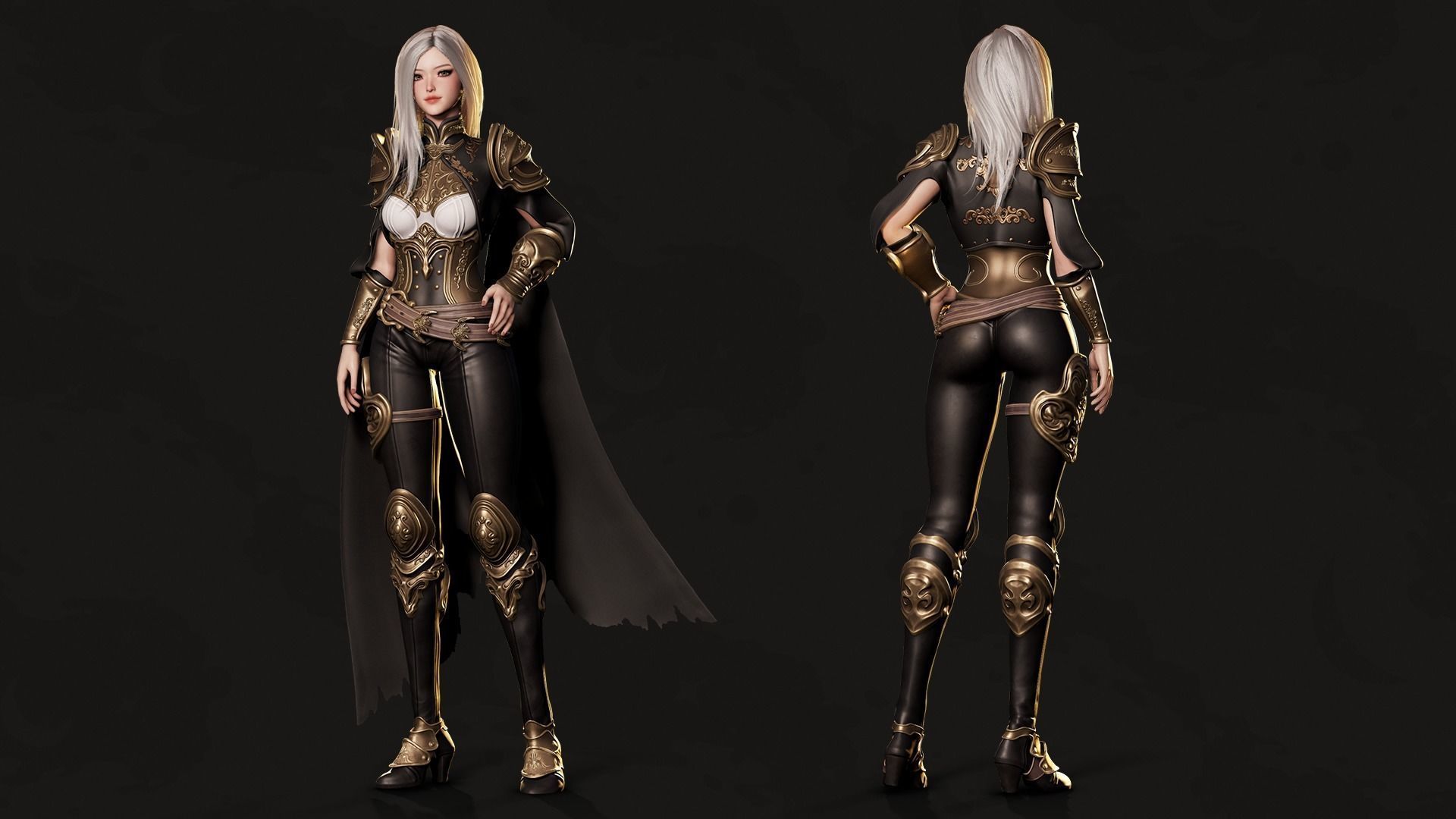 Dark Knight Girl Calista - Game Ready Low-poly 3D model_4