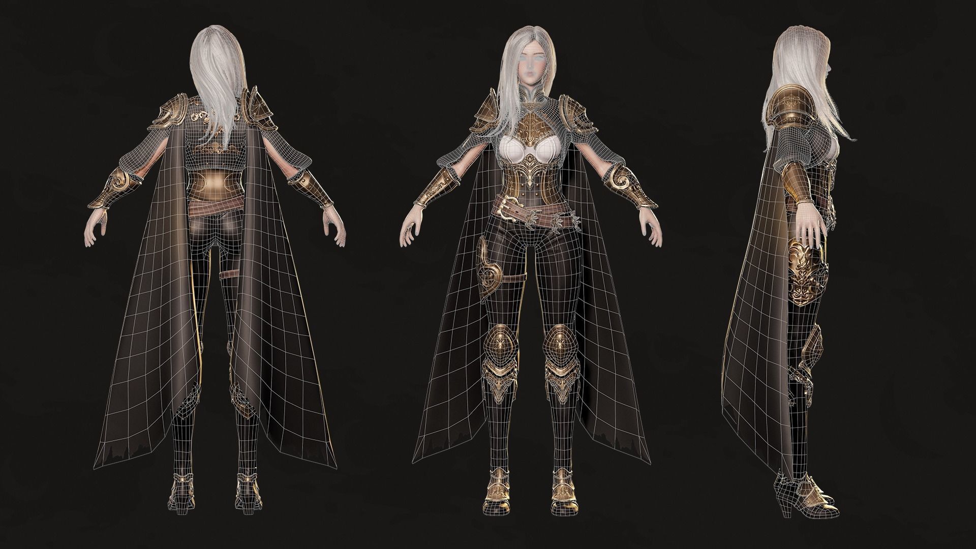 Dark Knight Girl Calista - Game Ready Low-poly 3D model_25