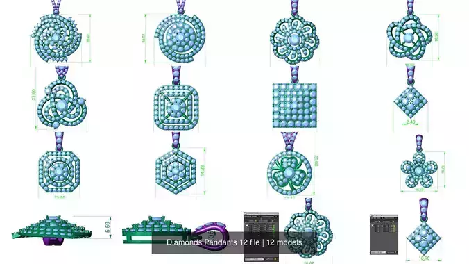 Jewelry Diamonds Pandants 12 file 3D Model Collection