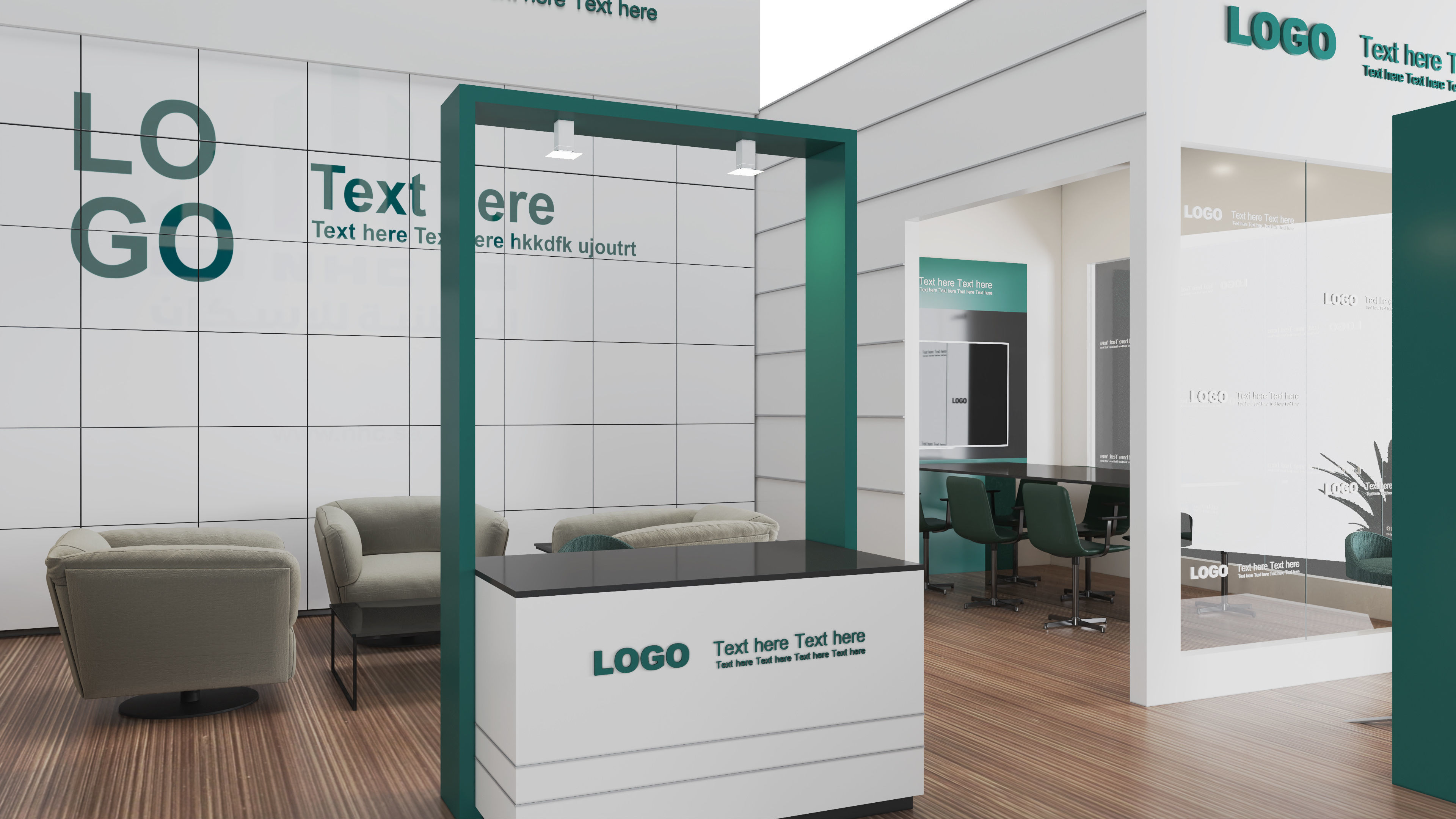  Booth Exhibition Stand  Official  900 x 650 CM  Low-poly 3D model_2