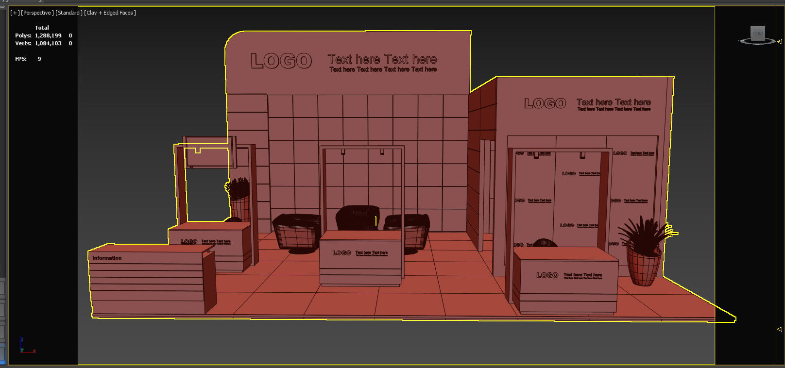  Booth Exhibition Stand  Official  900 x 650 CM  Low-poly 3D model_6