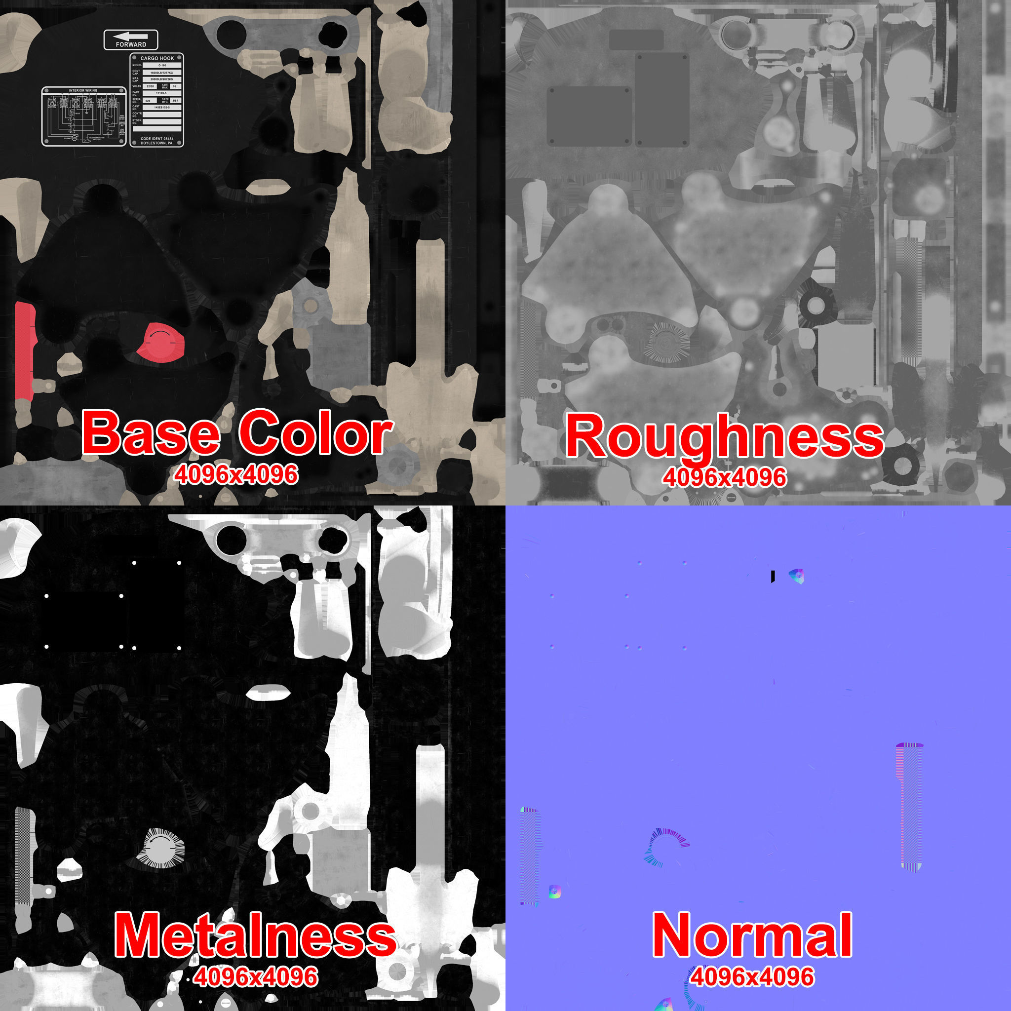 Helicopter Cargo Hook C-160 Low-poly 3D model_12