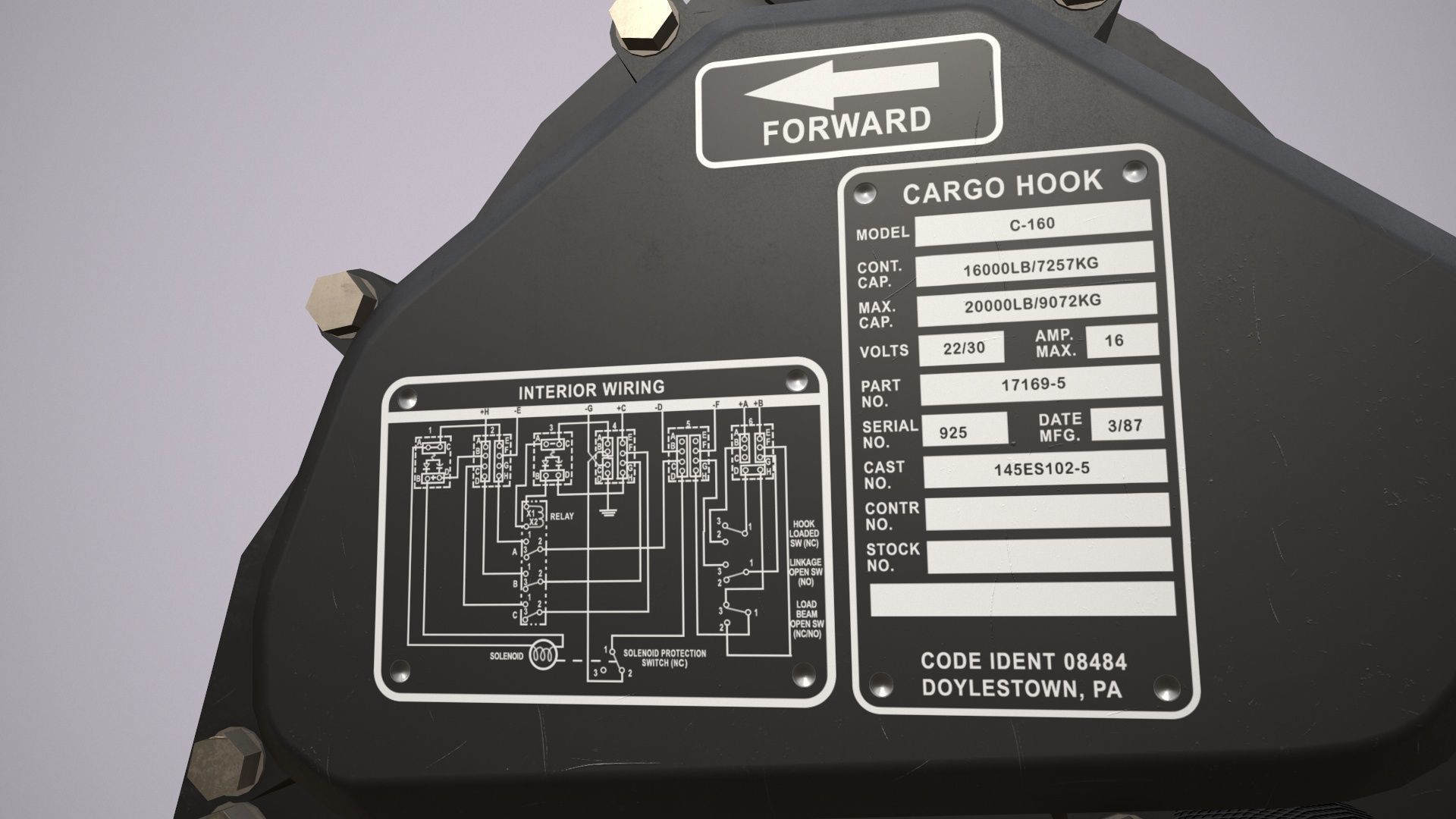 Helicopter Cargo Hook C-160 Low-poly 3D model_5