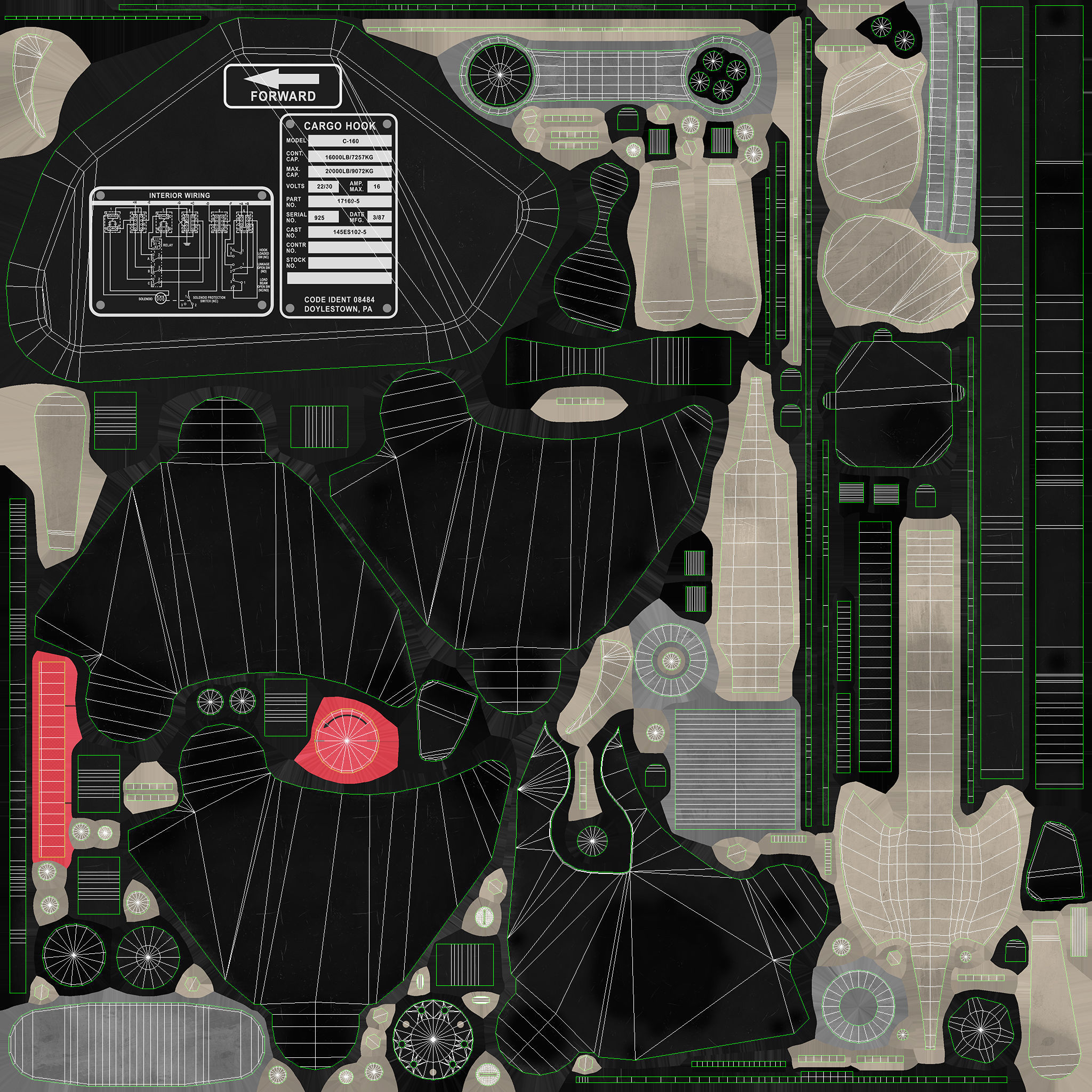 Helicopter Cargo Hook C-160 Low-poly 3D model_14