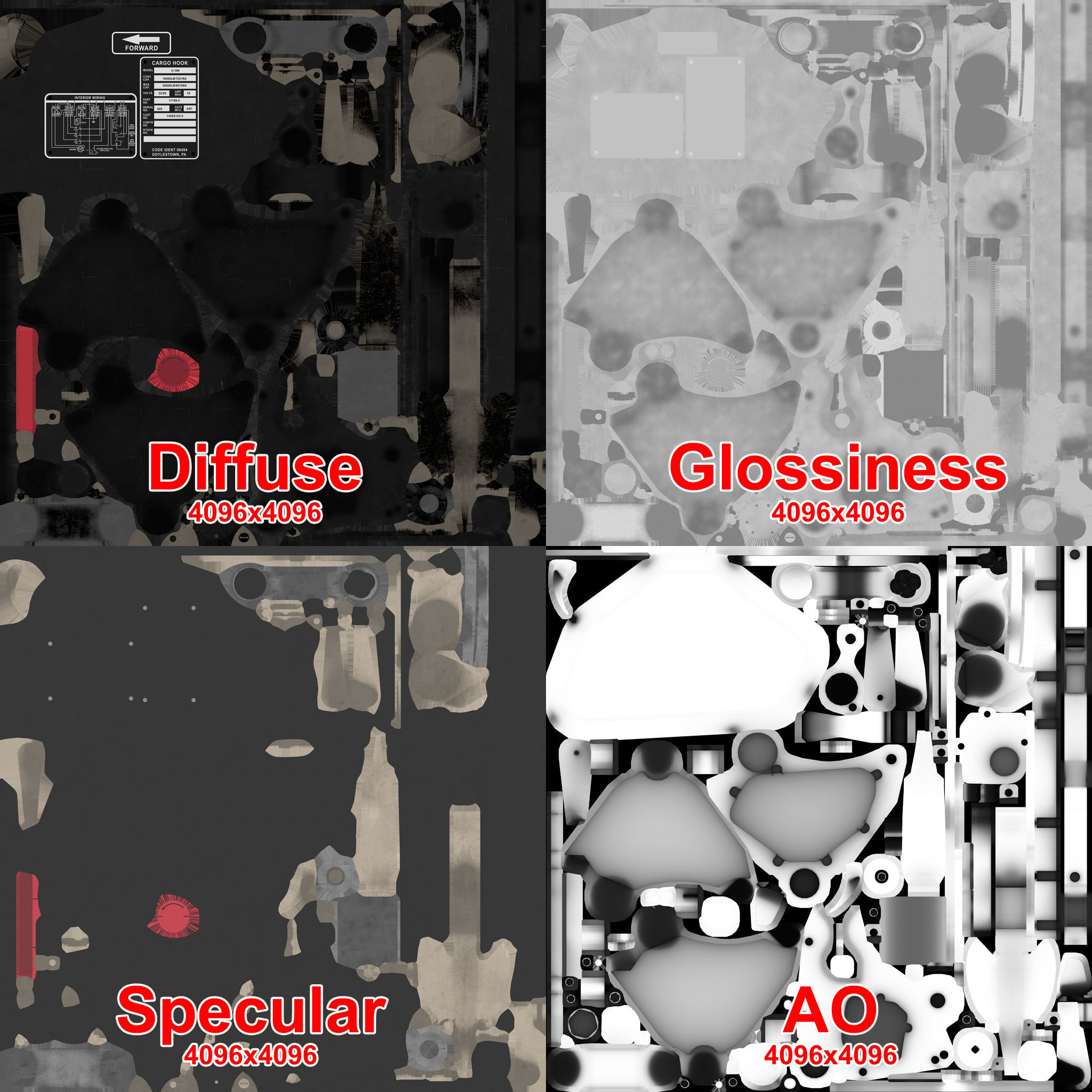 Helicopter Cargo Hook C-160 Low-poly 3D model_13