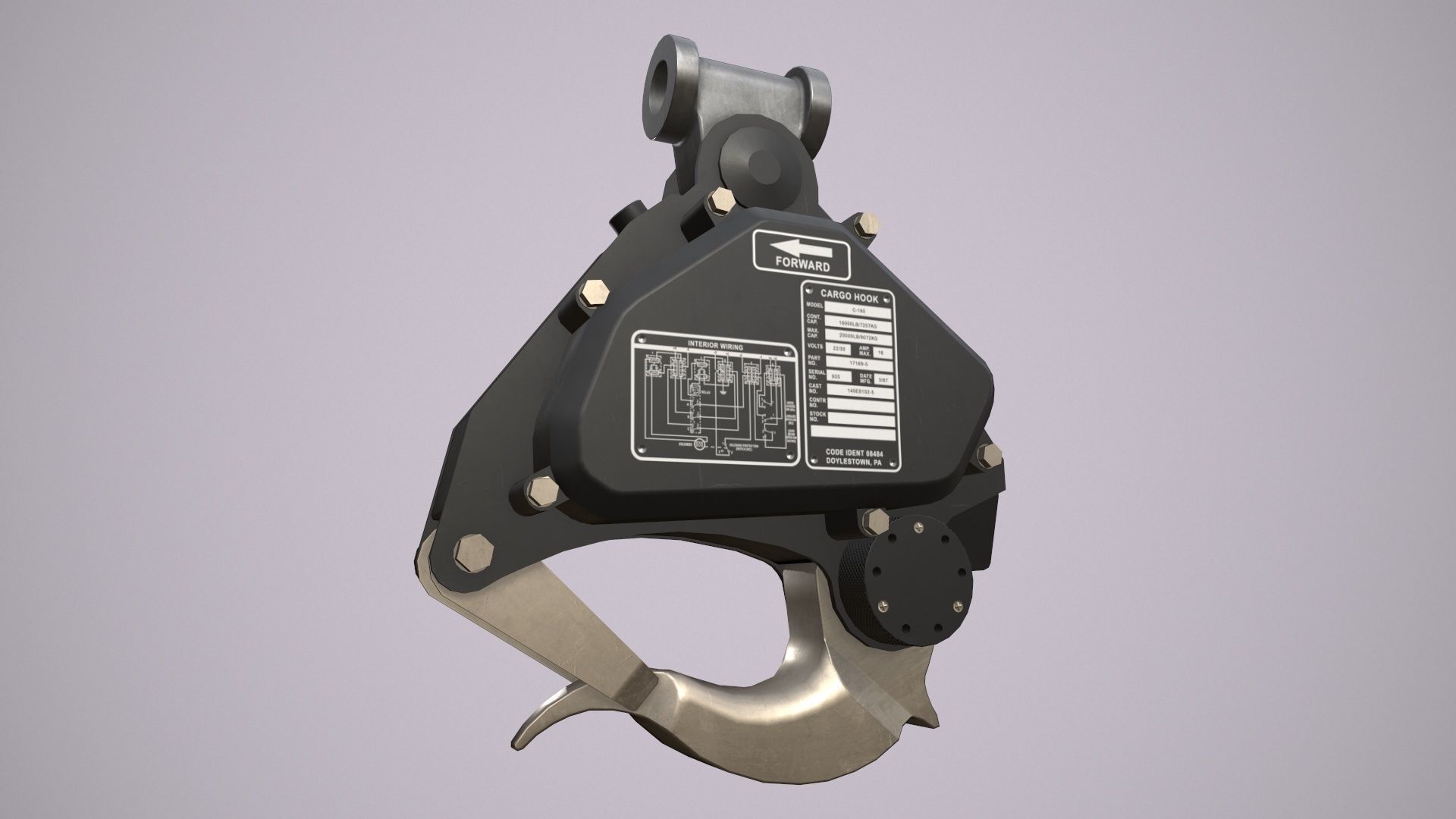 Helicopter Cargo Hook C-160 Low-poly 3D model_2