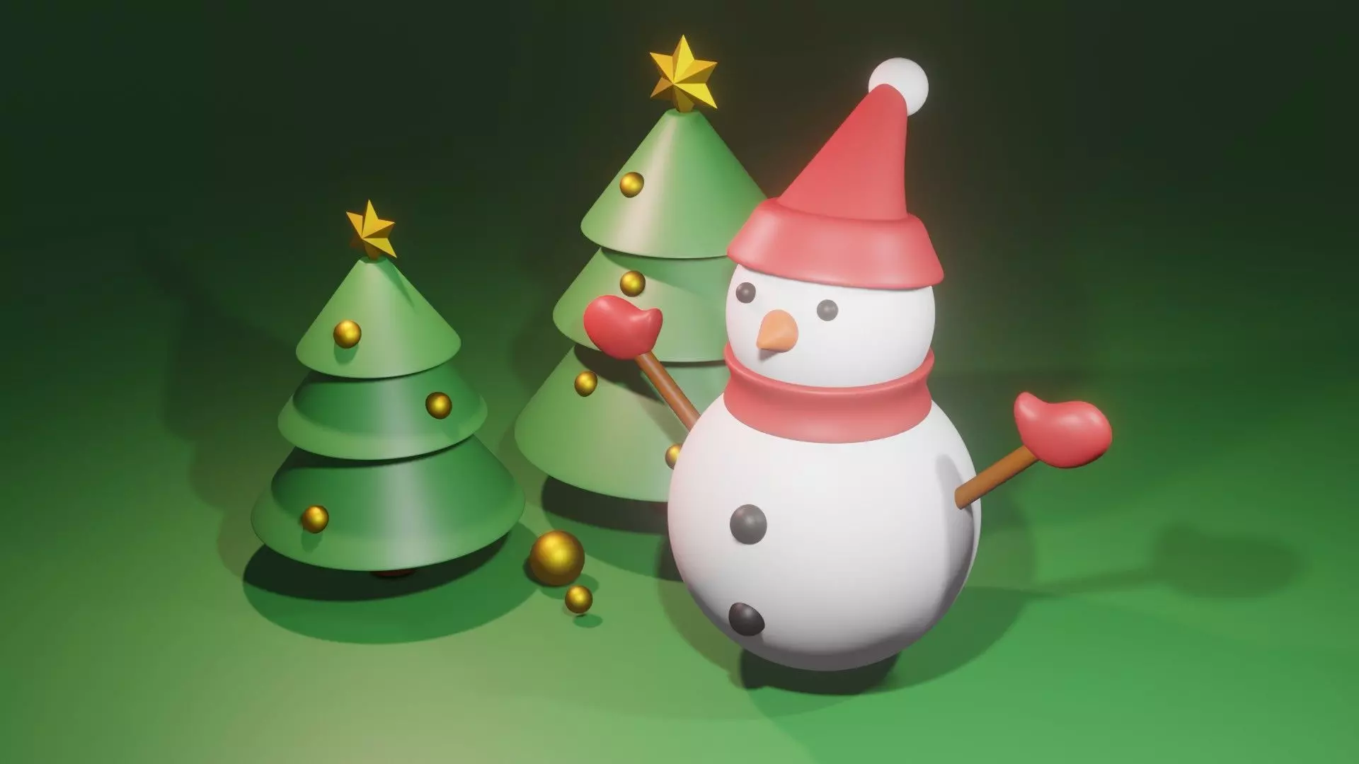 Christmas Tree and Snowman 3D model | CGTrader