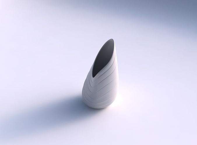 Vase Flame twisted with smooth horizontal dents 2 3D print model