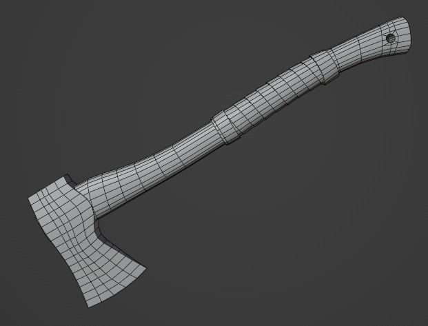 Game Ready Wood fire Axe Low-poly 3D model_5