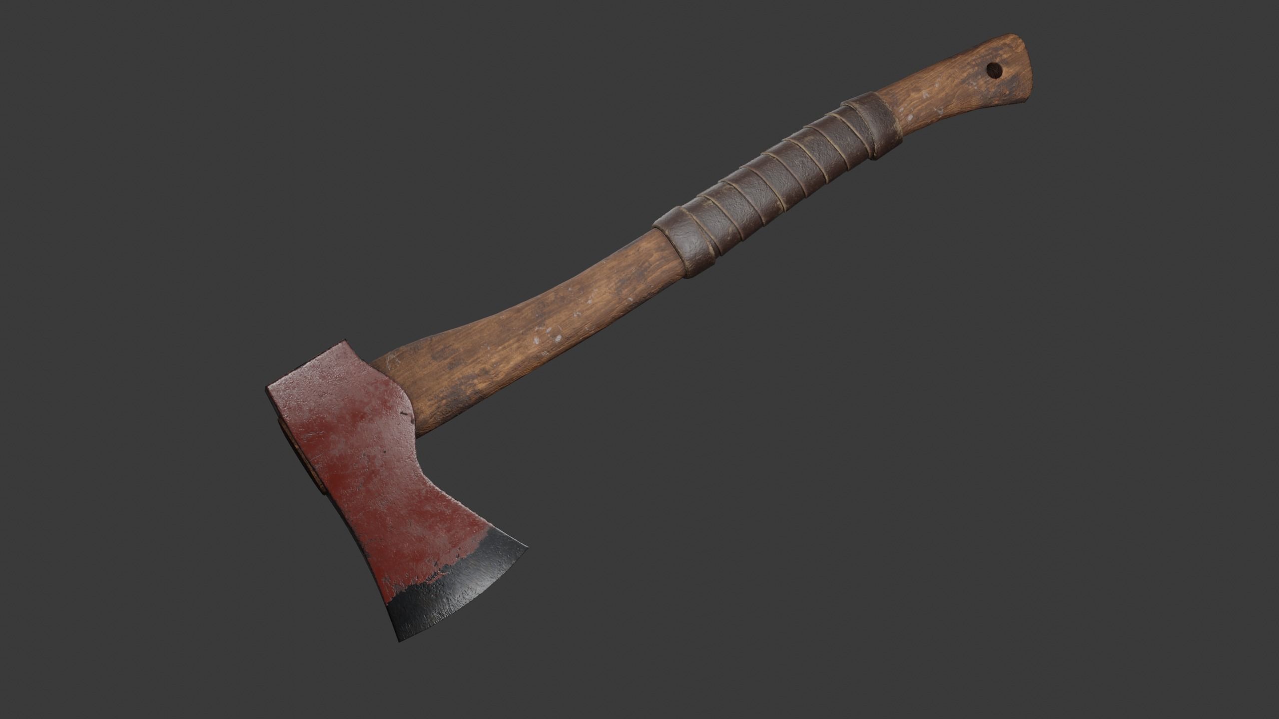 Game Ready Wood fire Axe Low-poly 3D model_2