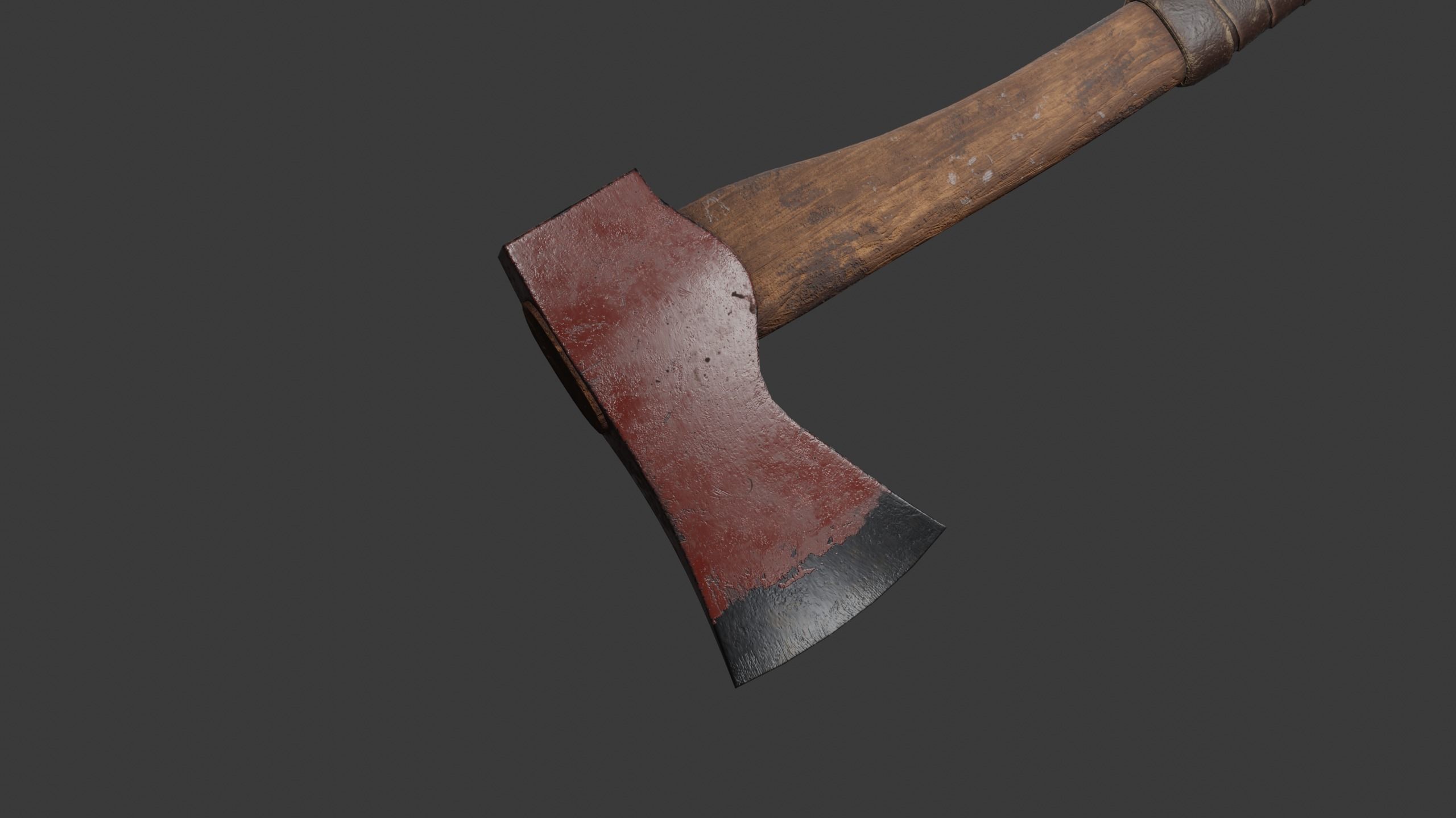 Game Ready Wood fire Axe Low-poly 3D model_4