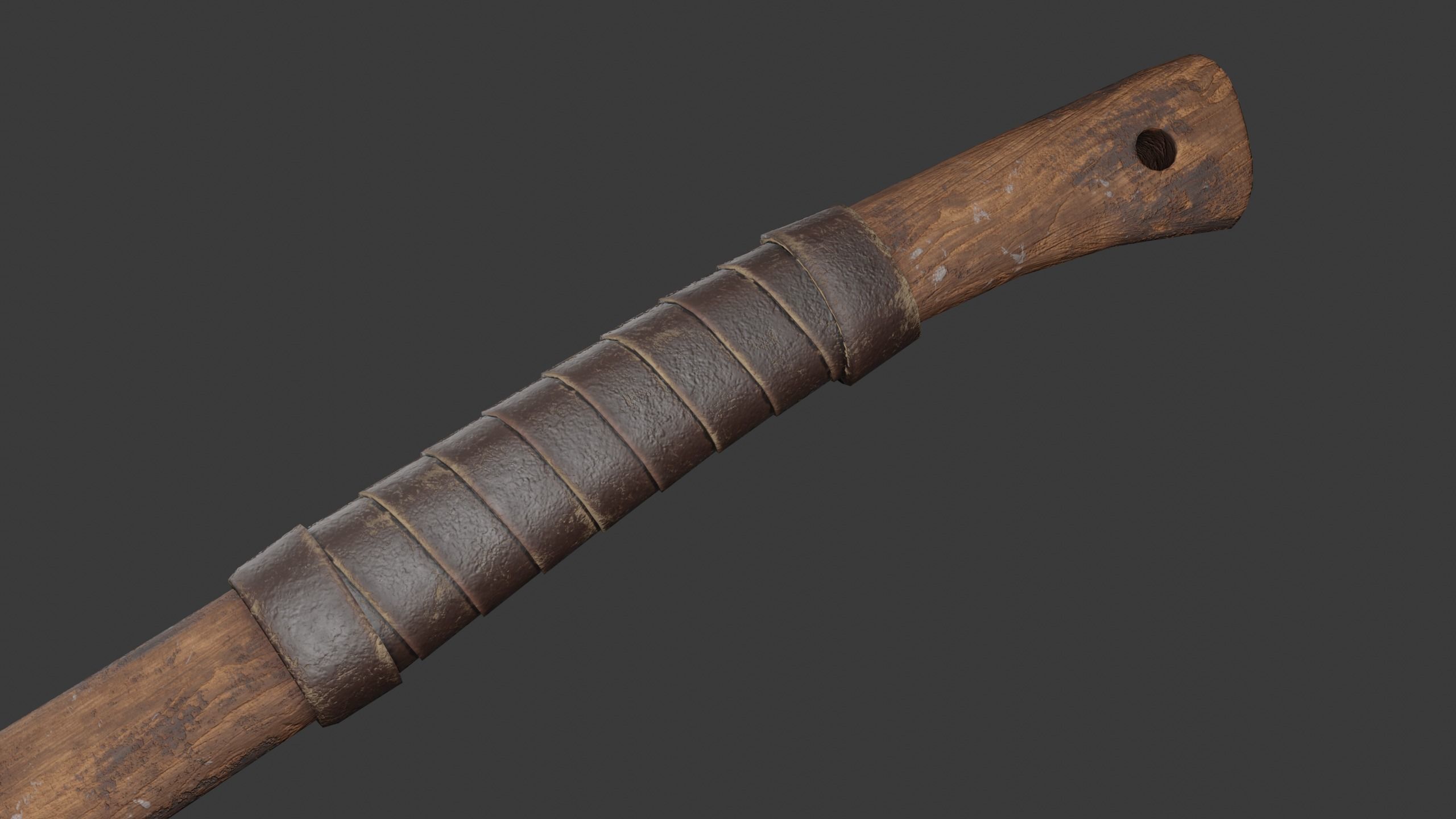 Game Ready Wood fire Axe Low-poly 3D model_3
