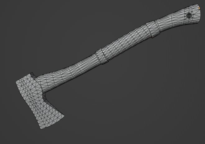 Game Ready Wood fire Axe Low-poly 3D model_6