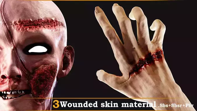 Wounded skin material  SBS -SBSR- PBR Texture