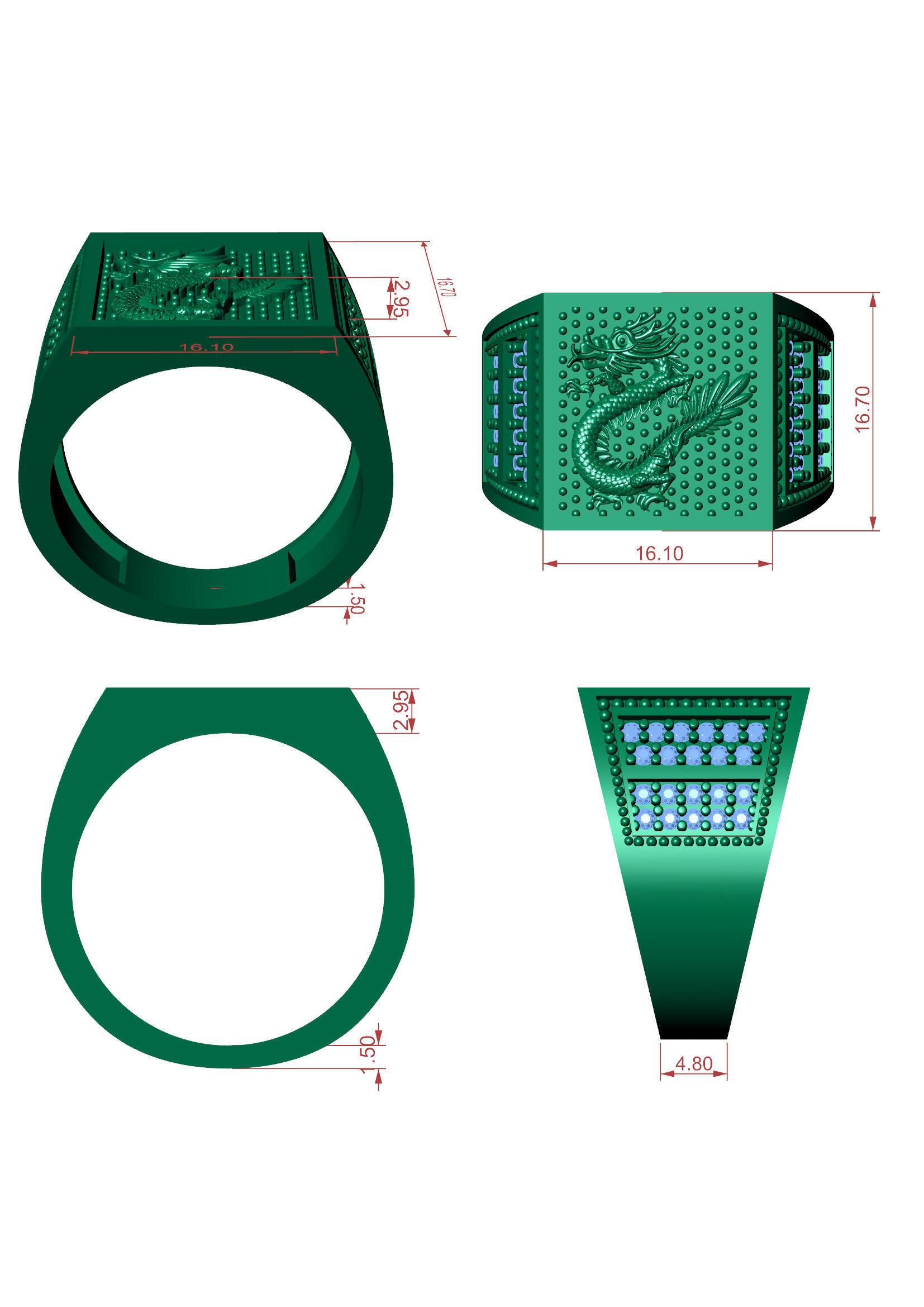 Men Diamond Ring 3D-Printable Ornamental Jewelry Design 3D print model_5