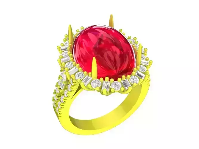 A7726 Oval Ruby Diamond Women Ring