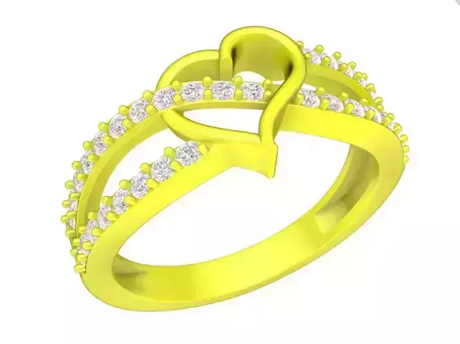 A7728 Luxury Diamond Heart Engagement Ring 3D Model